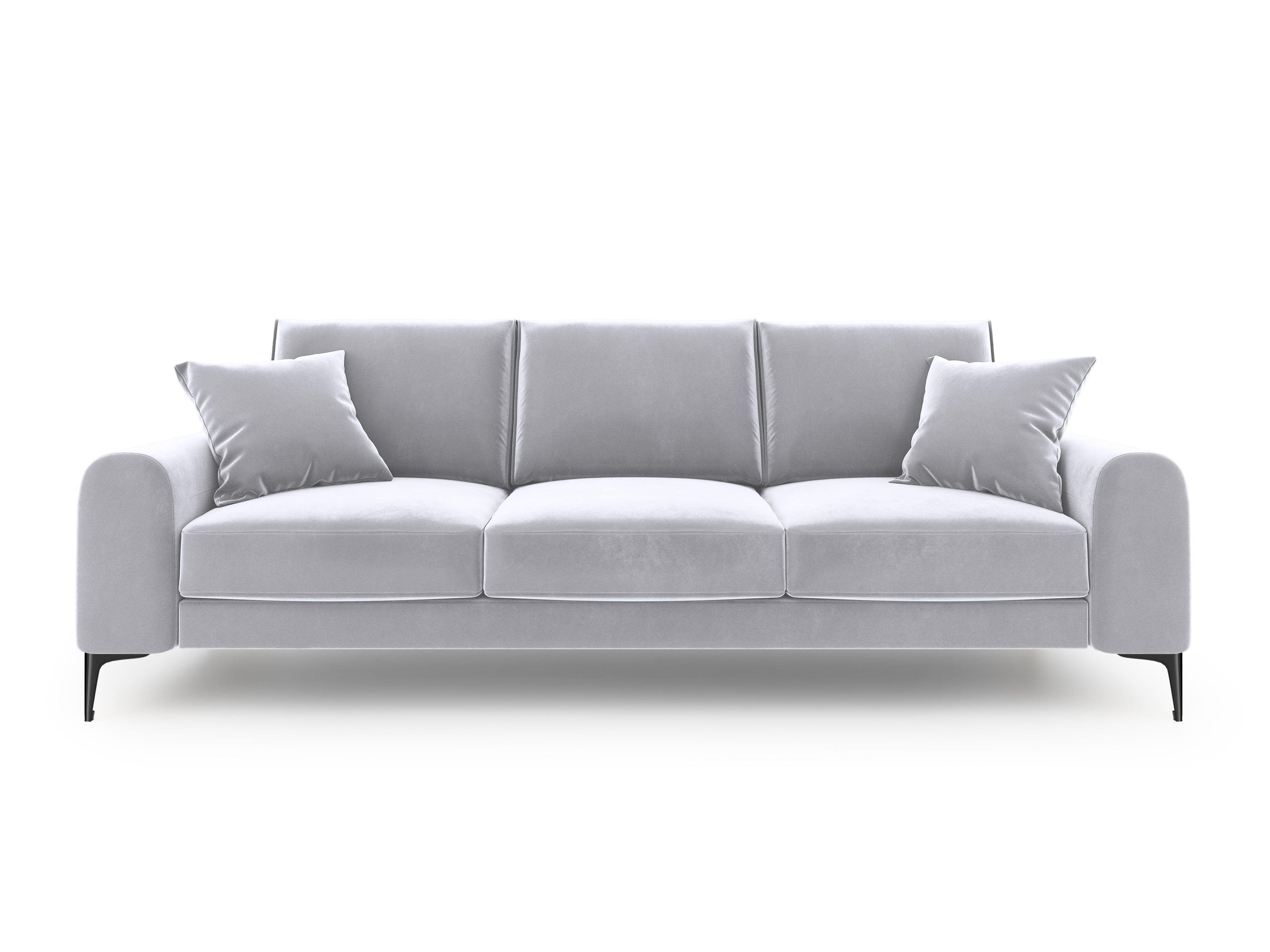 Sofa aksamitna 4-osobowa MADARA srebrny z czarną podstawą Mazzini Sofas Eye on Design