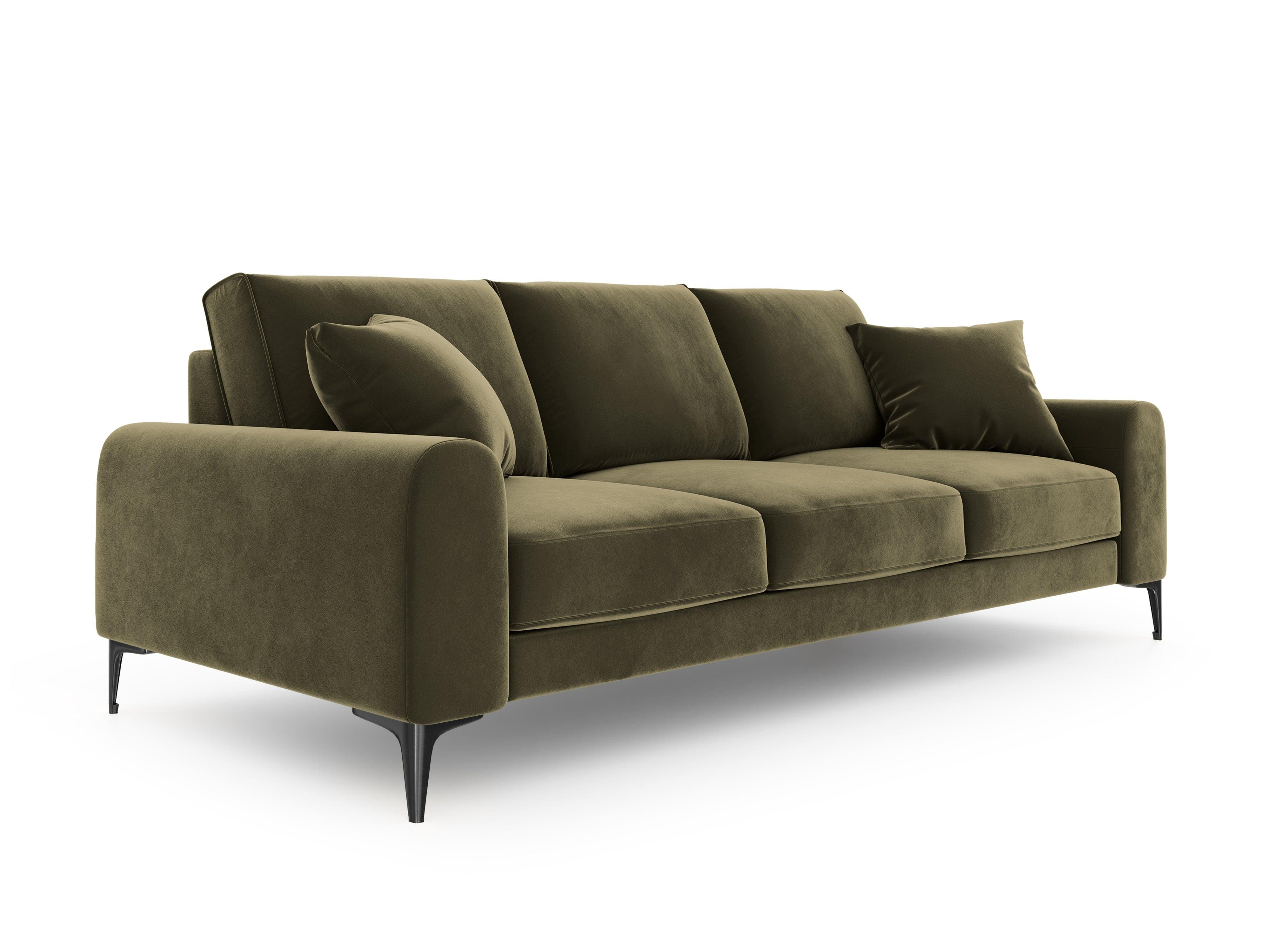 Sofa aksamitna 4-osobowa MADARA zielony z czarną podstawą Mazzini Sofas Eye on Design