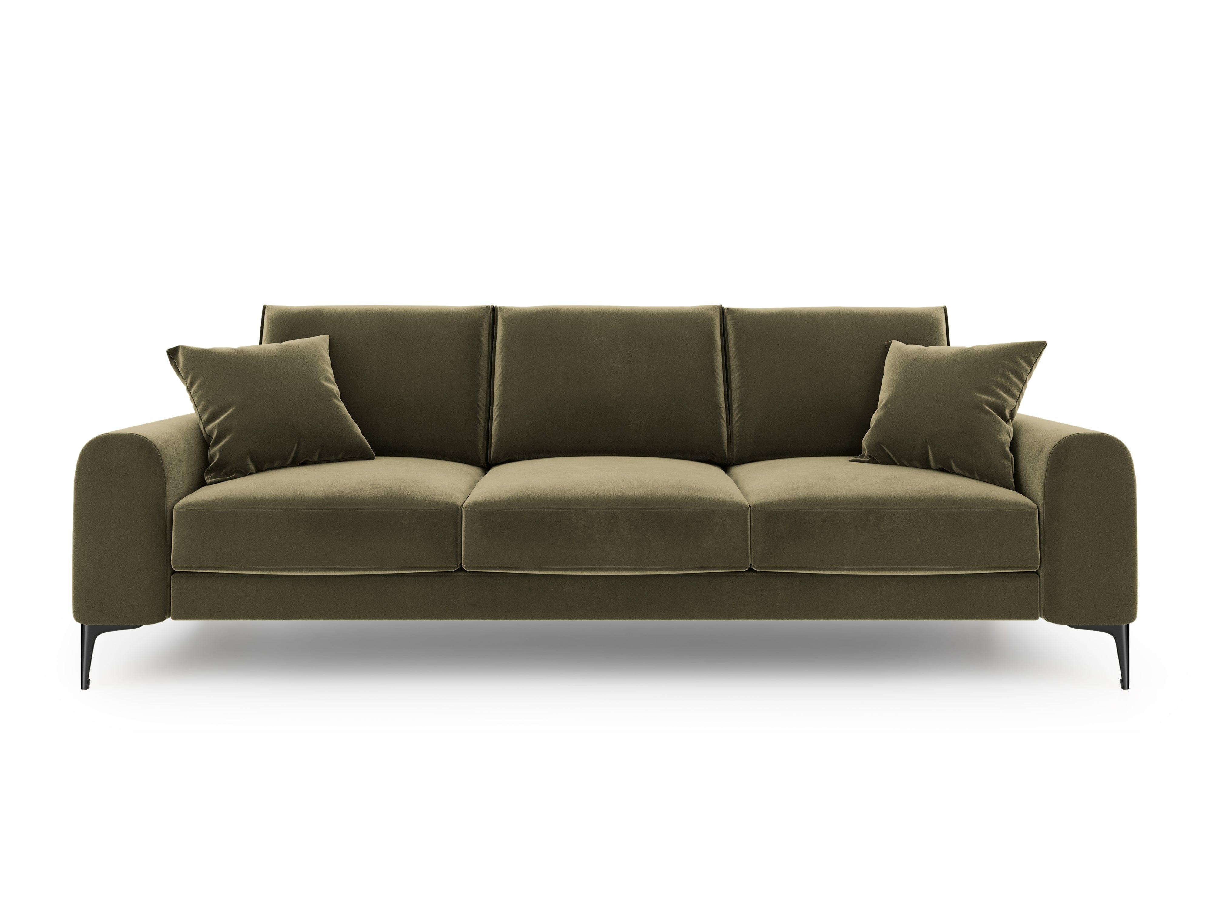 Sofa aksamitna 4-osobowa MADARA zielony z czarną podstawą Mazzini Sofas Eye on Design