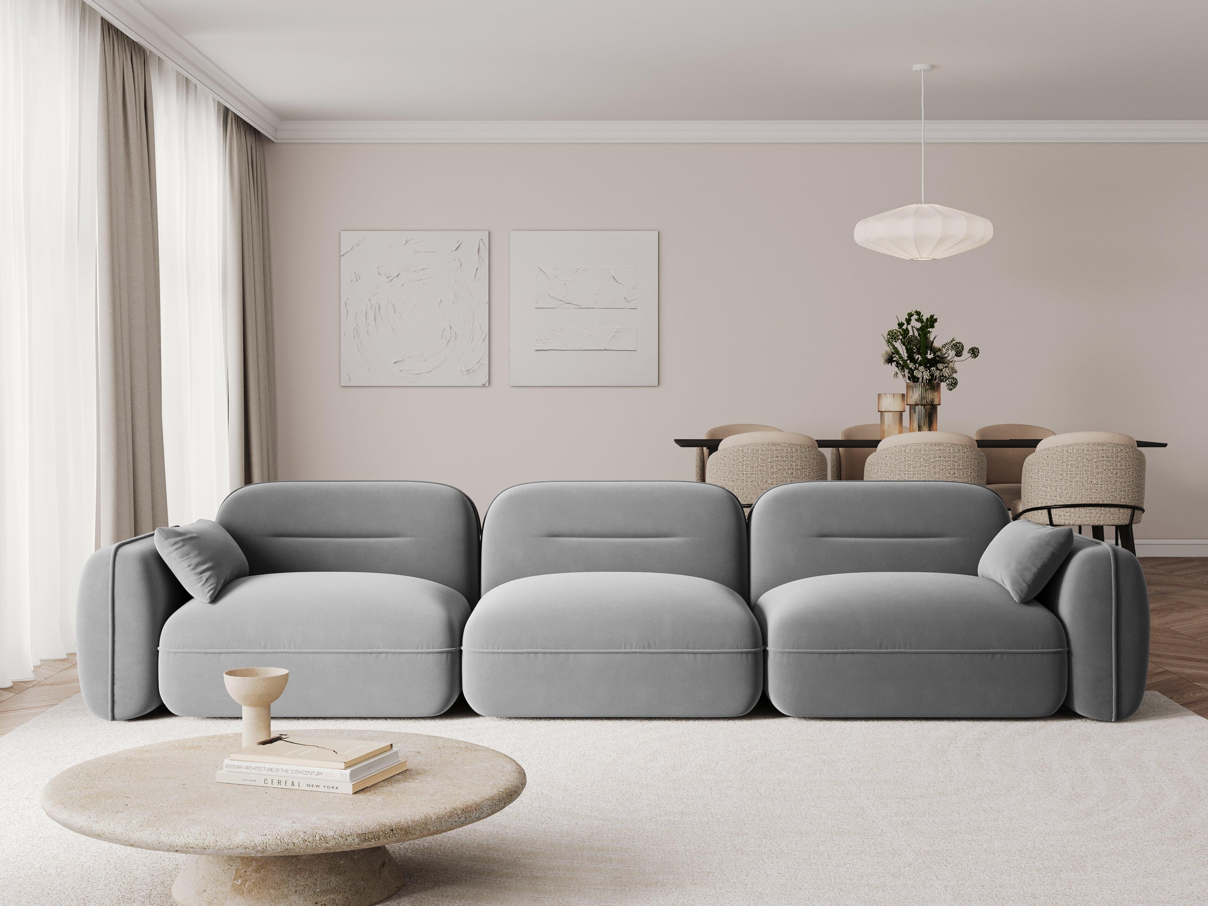 Sofa modułowa aksamitna 4-osobowa SYDNEY jasnoszary Cosmopolitan Design Eye on Design