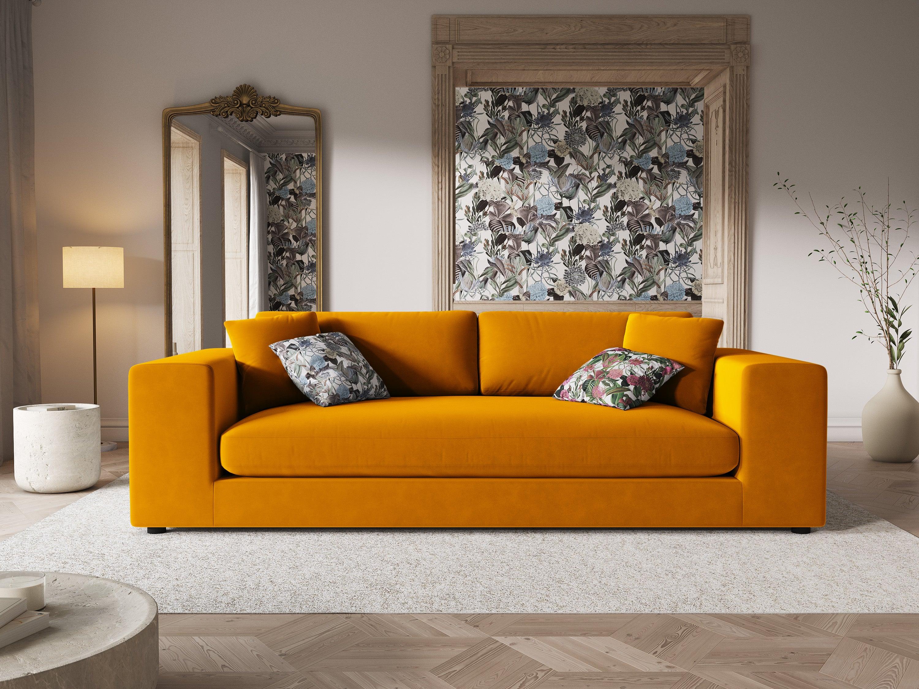 Sofa aksamitna 4-osobowa TENDANCE musztardowy CXL by Christian Lacroix Eye on Design