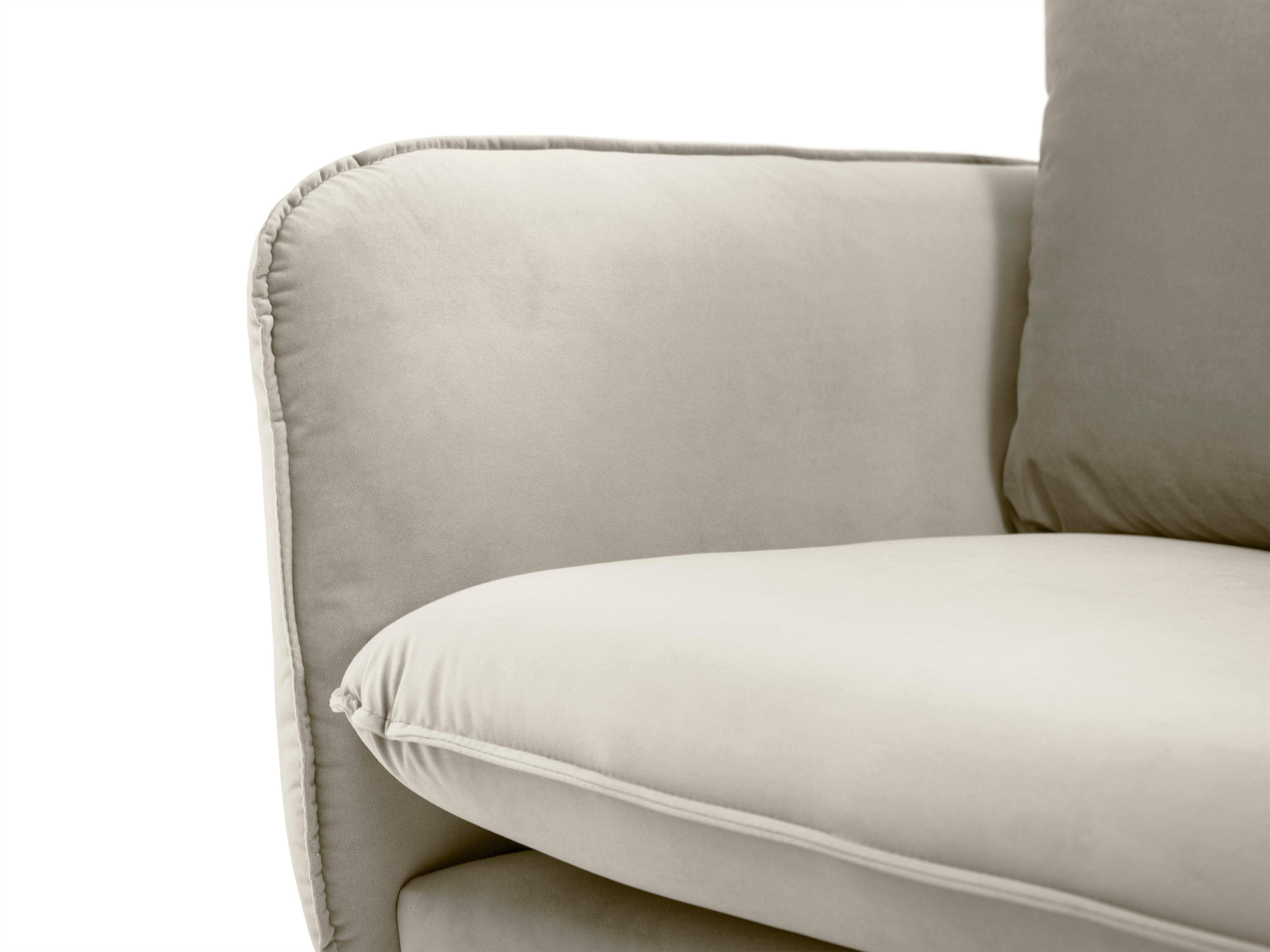 Sofa aksamitna 4-osobowa VIENNA beżowy z czarną podstawą Cosmopolitan Design Eye on Design