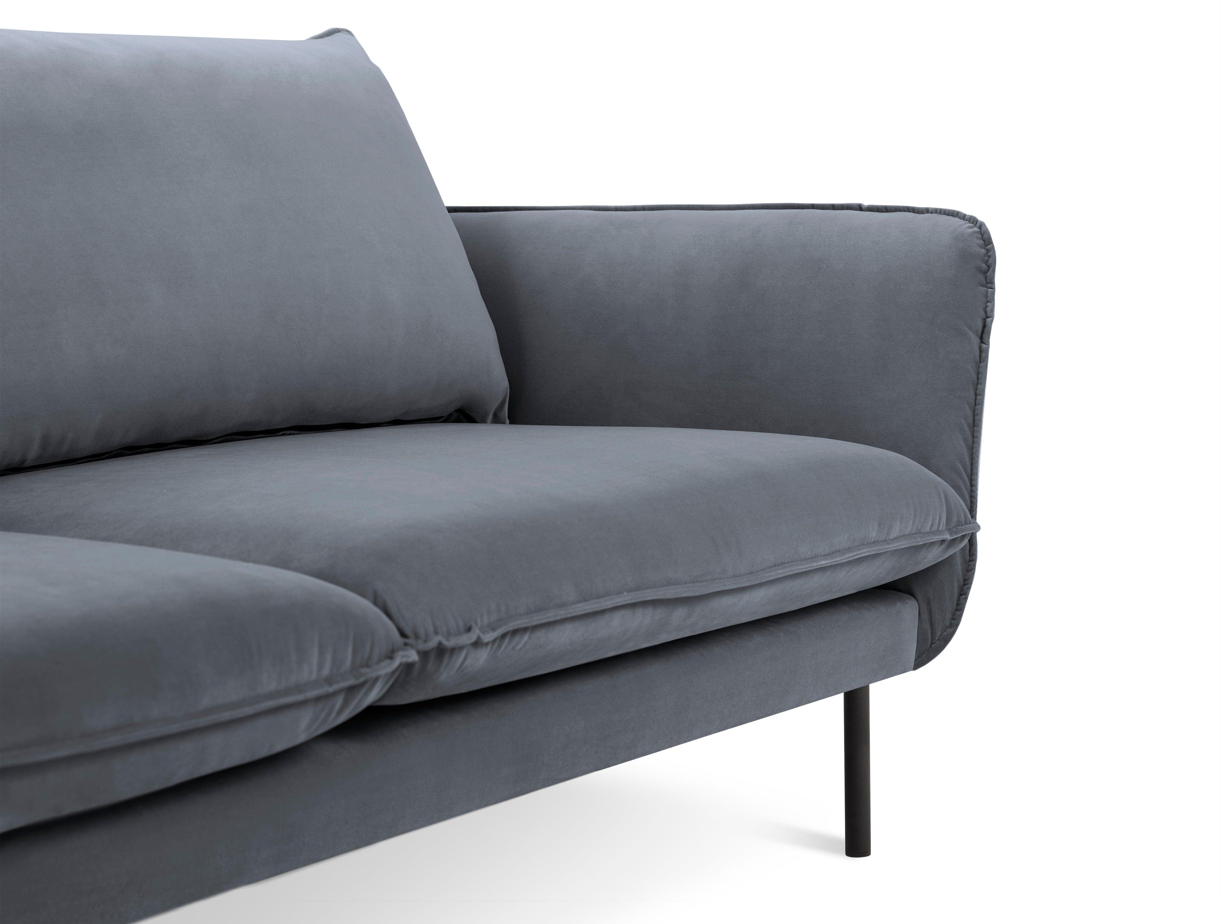 Sofa aksamitna 4-osobowa VIENNA szary z czarną podstawą Cosmopolitan Design Eye on Design