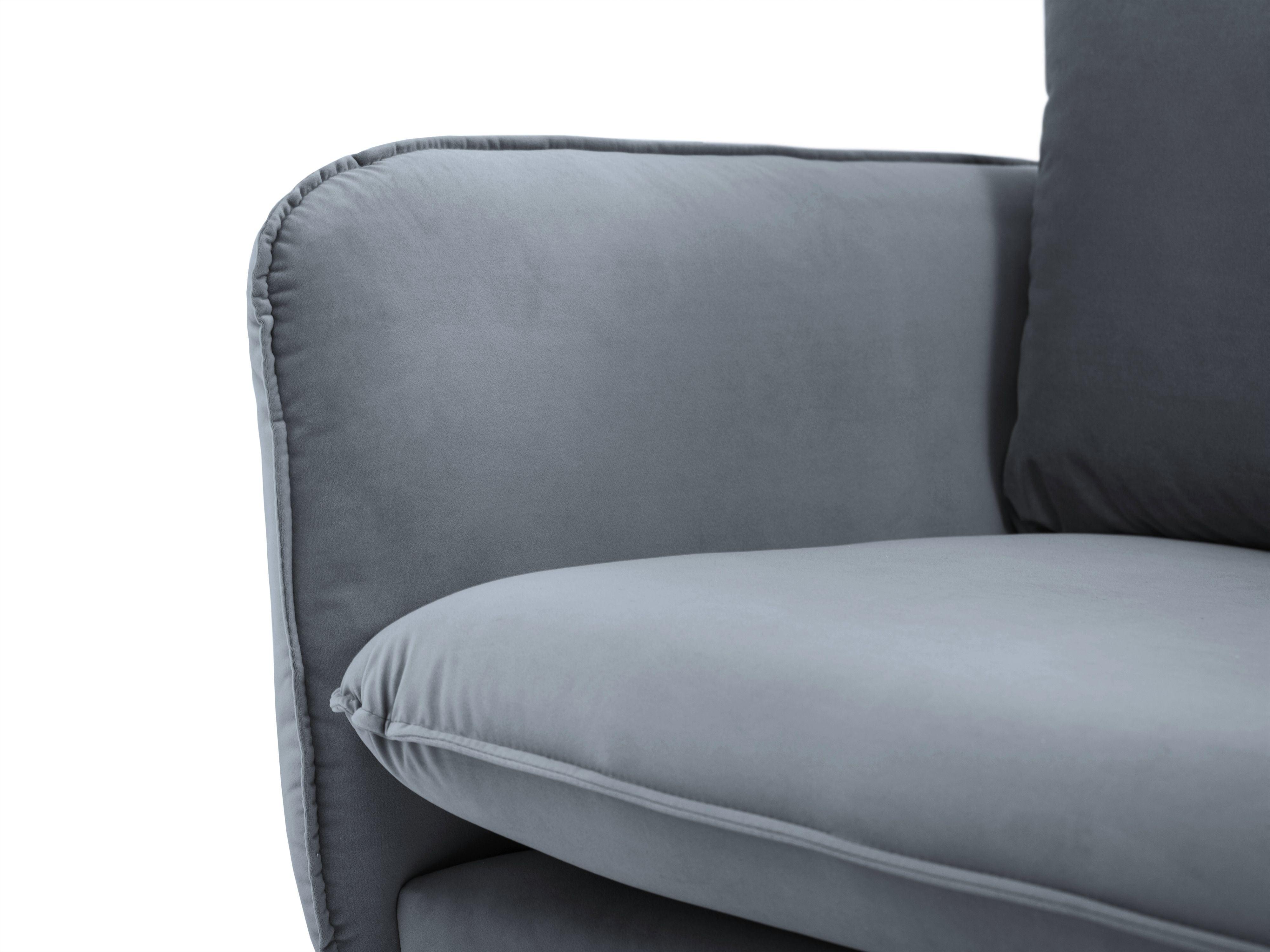 Sofa aksamitna 4-osobowa VIENNA szary ze złotą podstawą Cosmopolitan Design Eye on Design