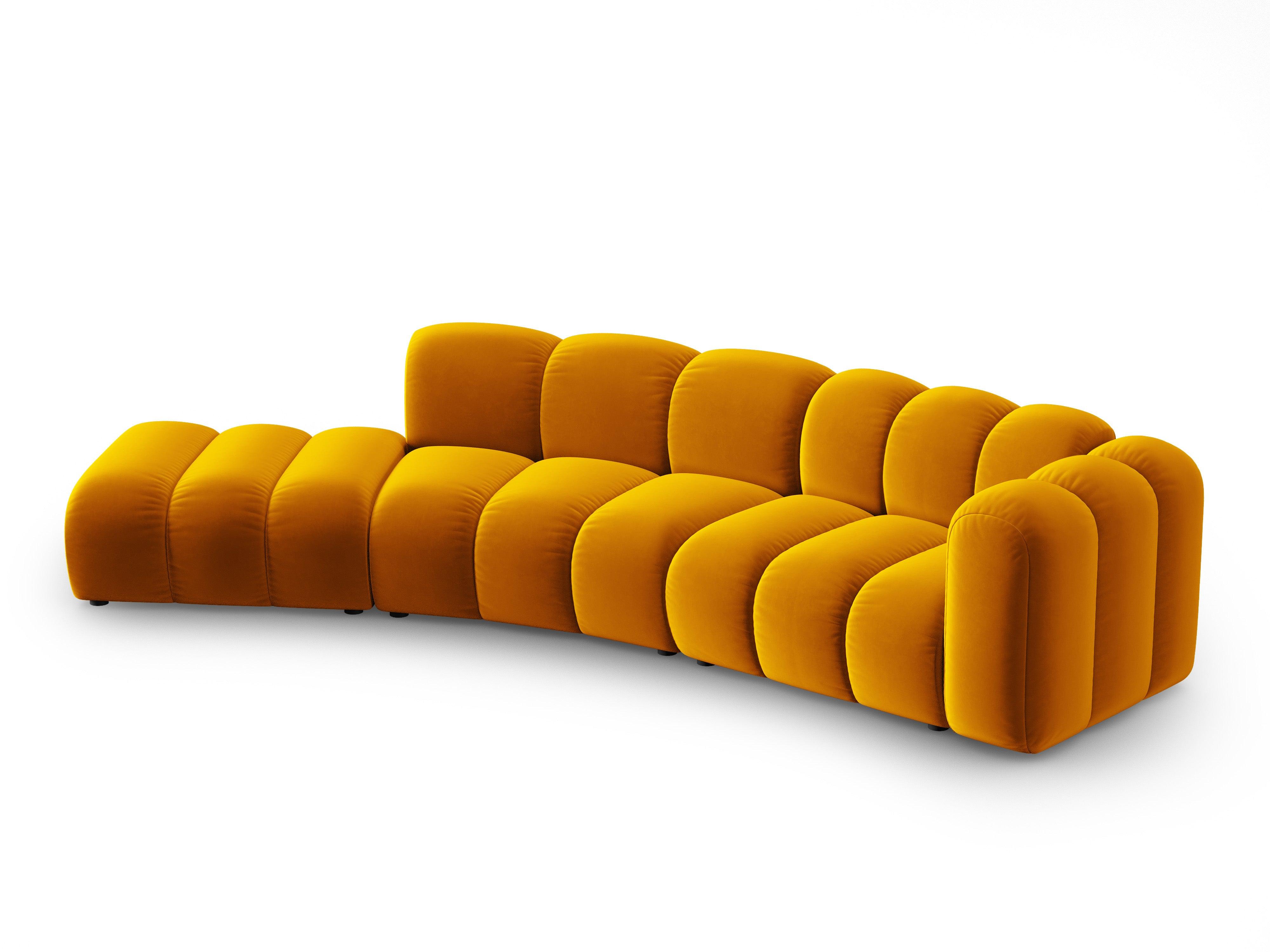 Sofa aksamitna 5-osobowa lewostronna SKYLER musztardowy Interieurs 86 Eye on Design