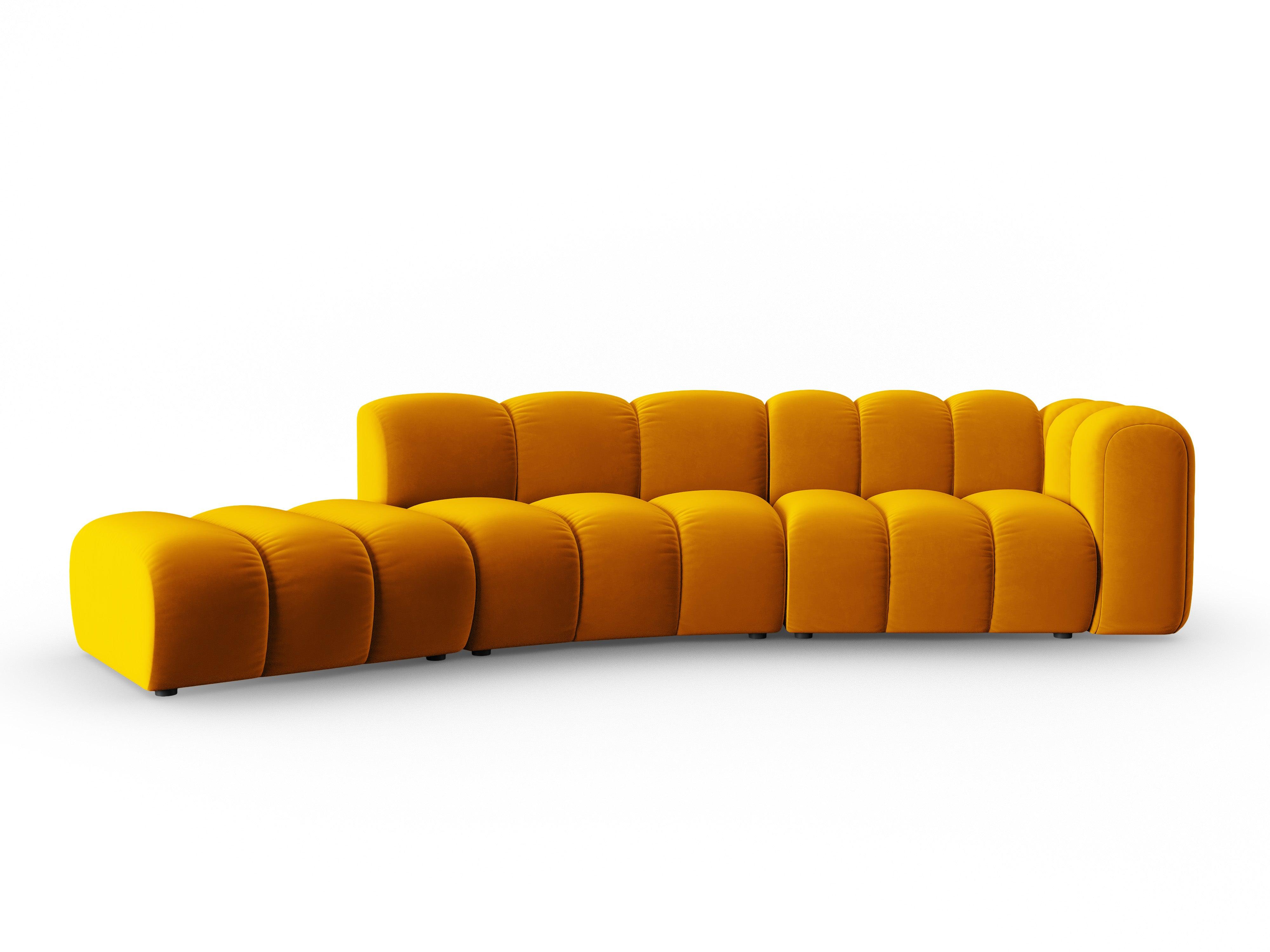 Sofa aksamitna 5-osobowa lewostronna SKYLER musztardowy Interieurs 86 Eye on Design