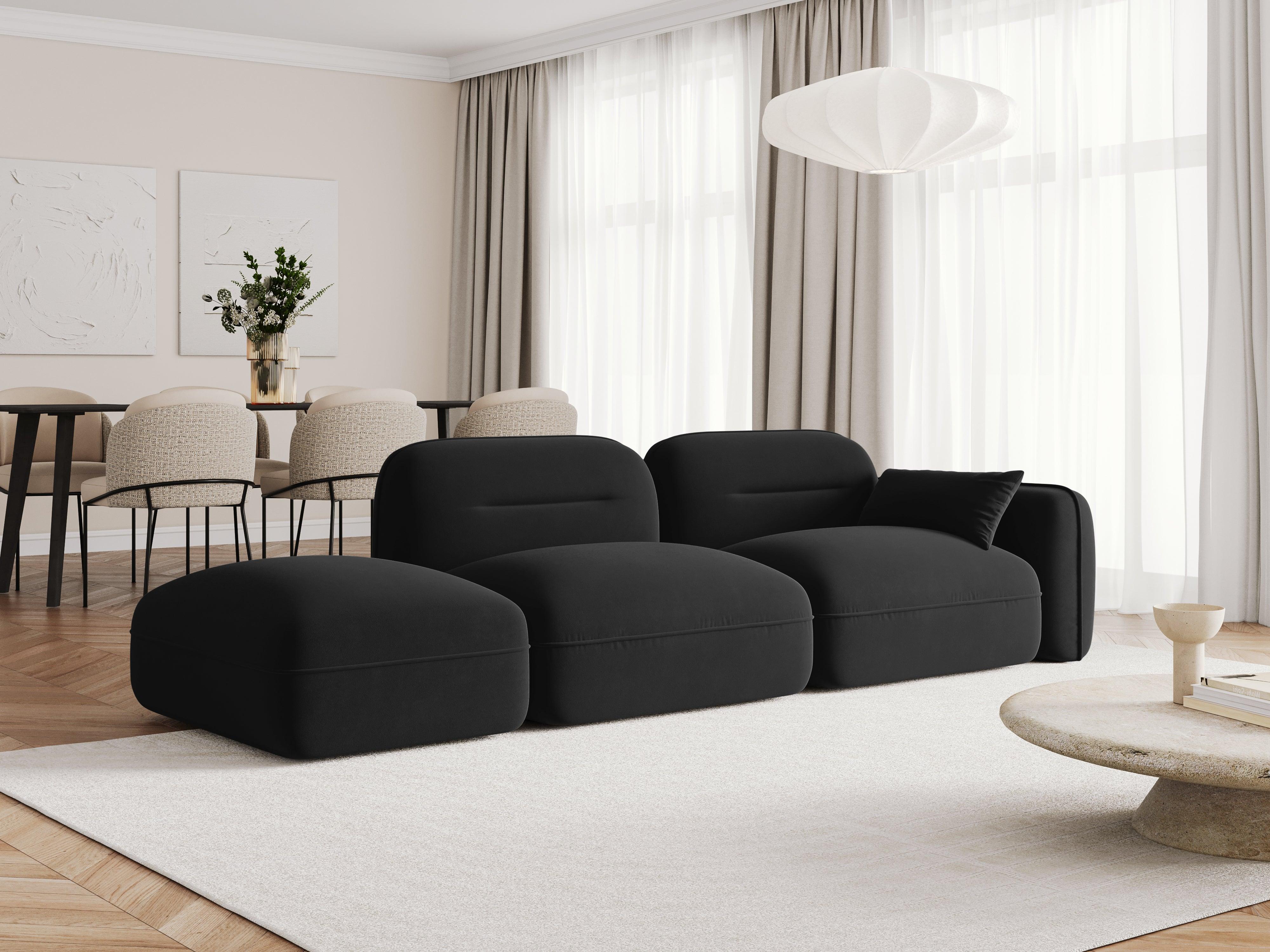 Sofa modułowa aksamitna lewostronna 3-osobowa SYDNEY czarny Cosmopolitan Design Eye on Design