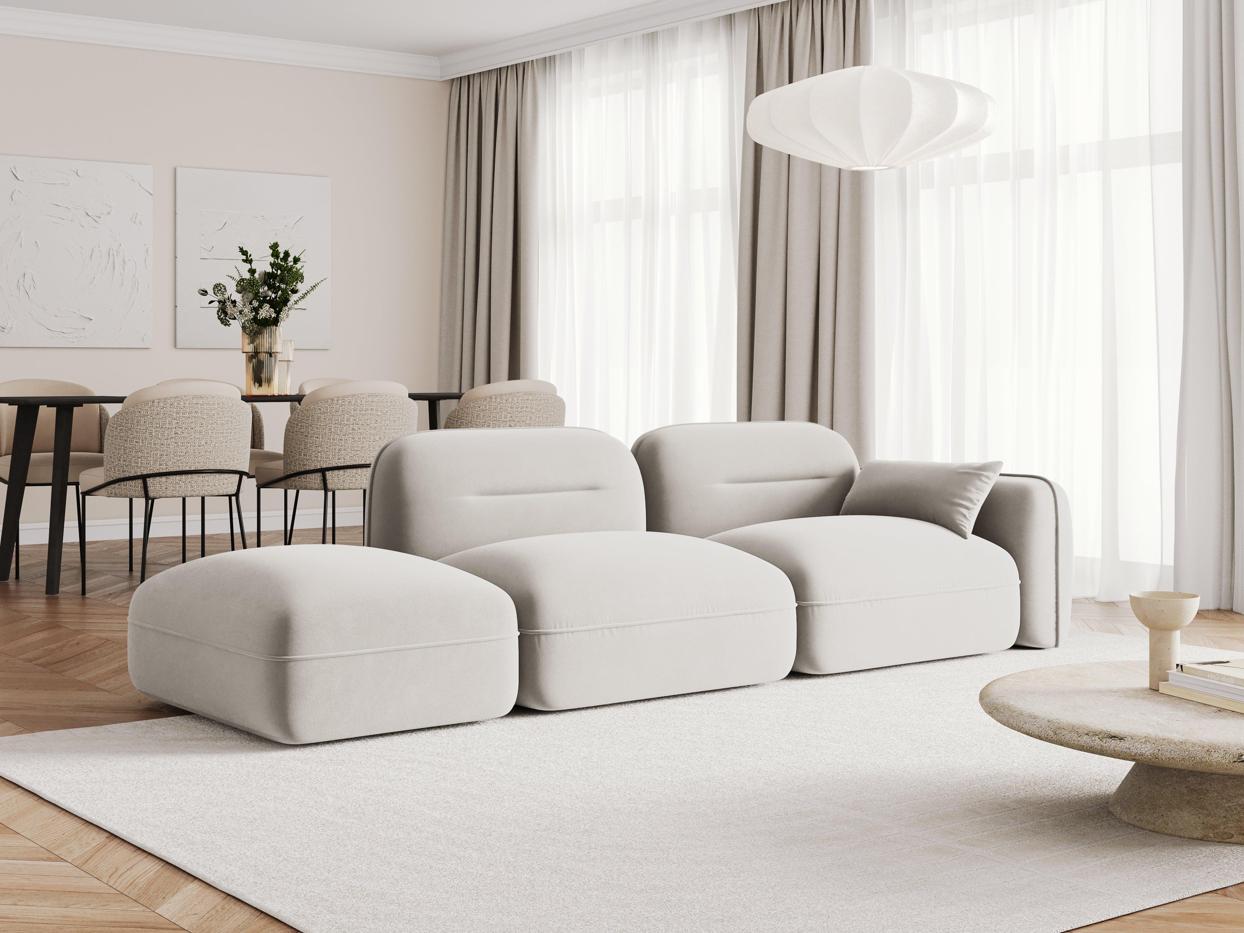 Sofa modułowa aksamitna lewostronna 3-osobowa SYDNEY kość słoniowa Cosmopolitan Design Eye on Design