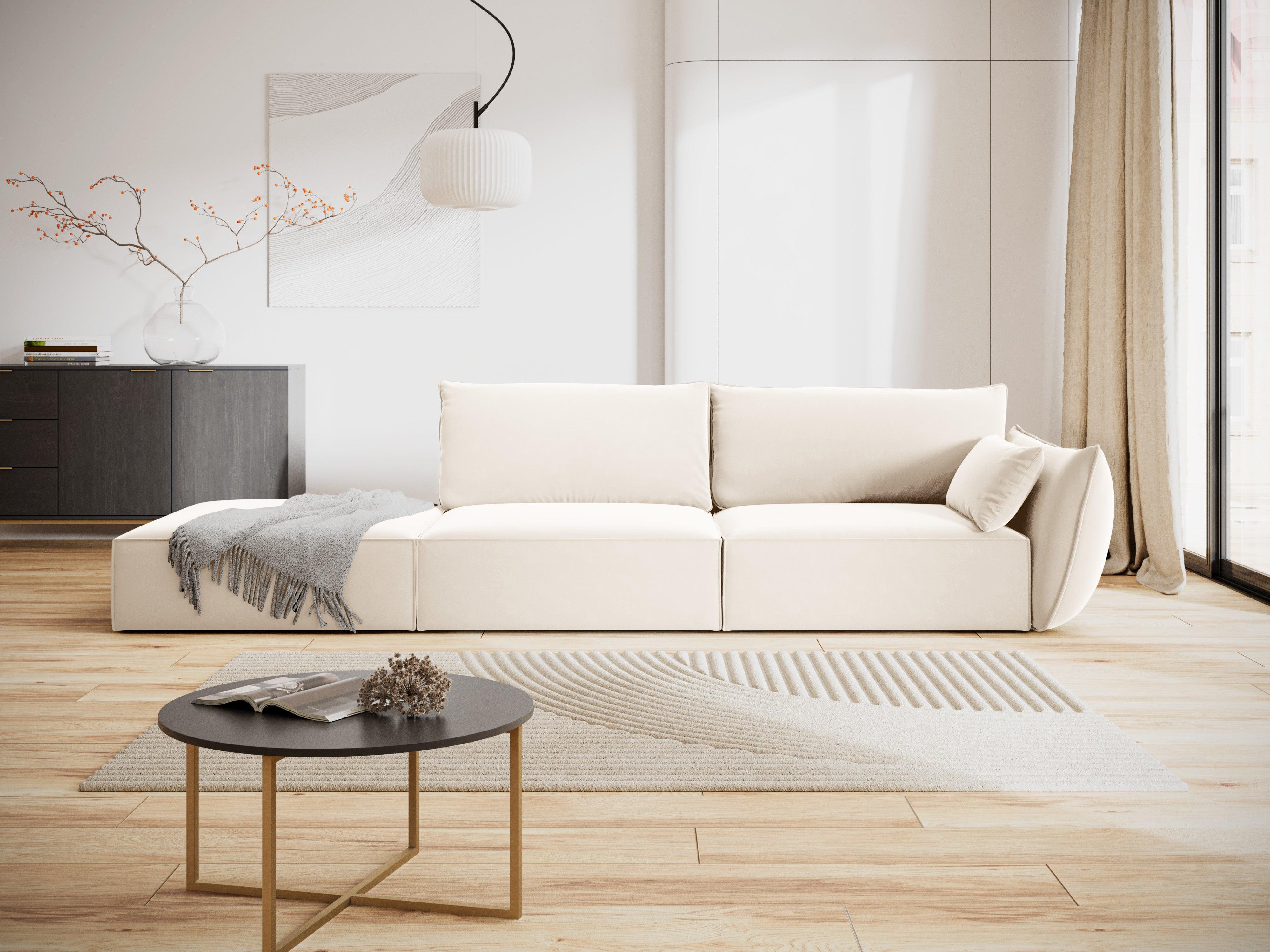 Sofa aksamitna lewostronna otwarta VANDA beżowy Mazzini Sofas Eye on Design