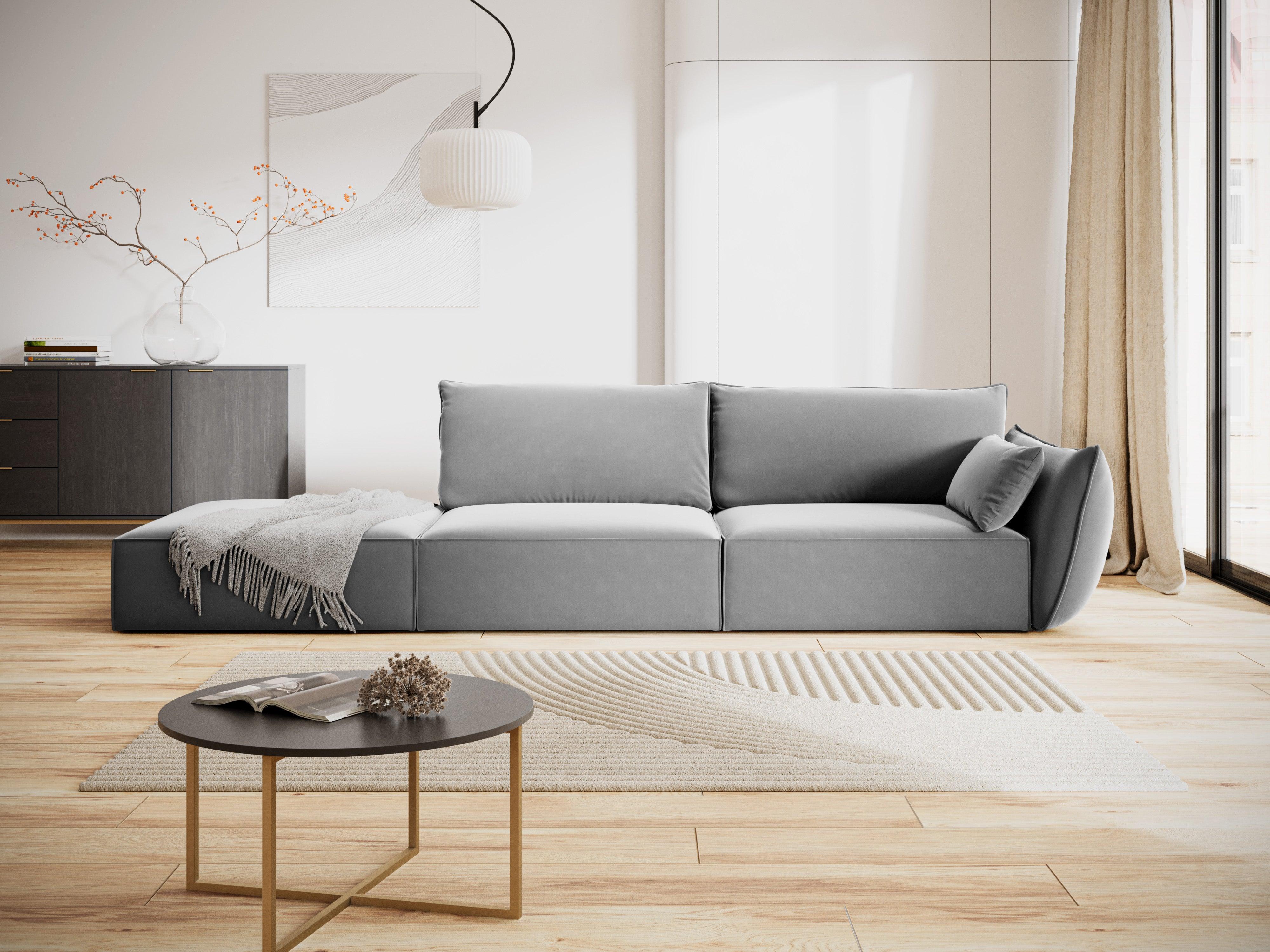 Sofa aksamitna lewostronna otwarta VANDA szary Mazzini Sofas Eye on Design