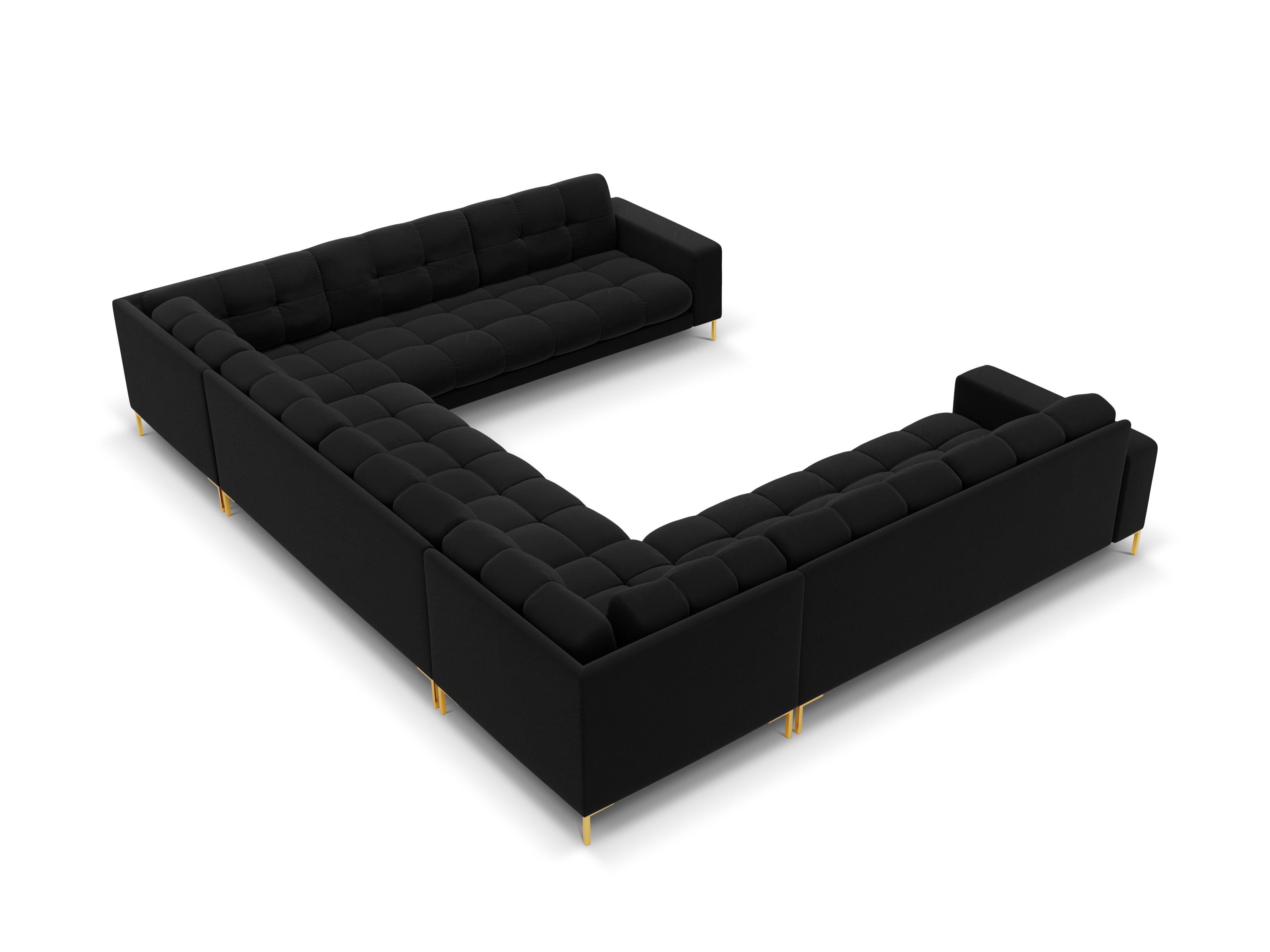 Sofa aksamitna panoramiczna 9-osobowa BALI czarny ze złotą podstawą Cosmopolitan Design Eye on Design
