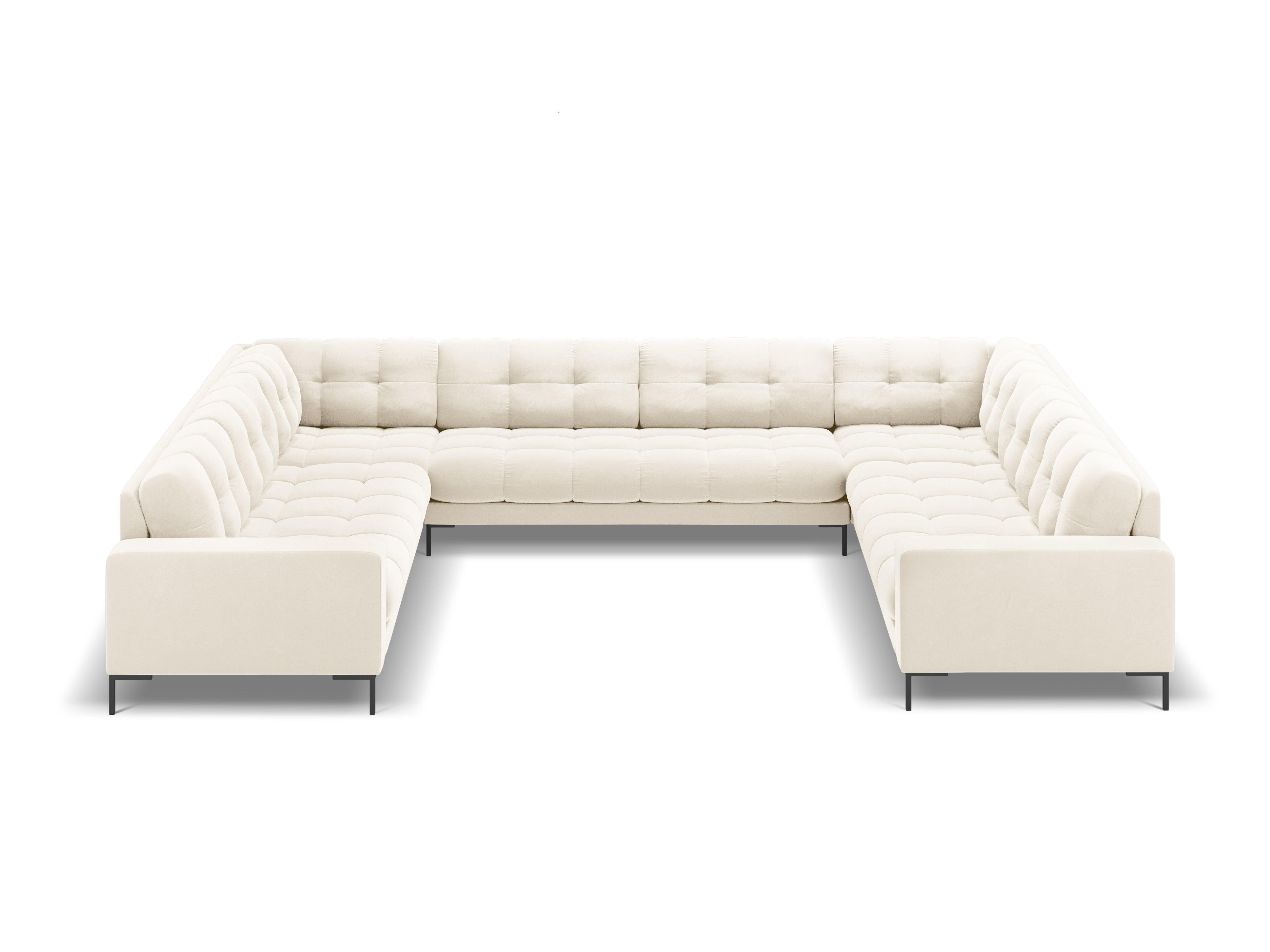 Sofa aksamitna panoramiczna 9-osobowa BALI jasnobeżowy z czarną podstawą Cosmopolitan Design Eye on Design