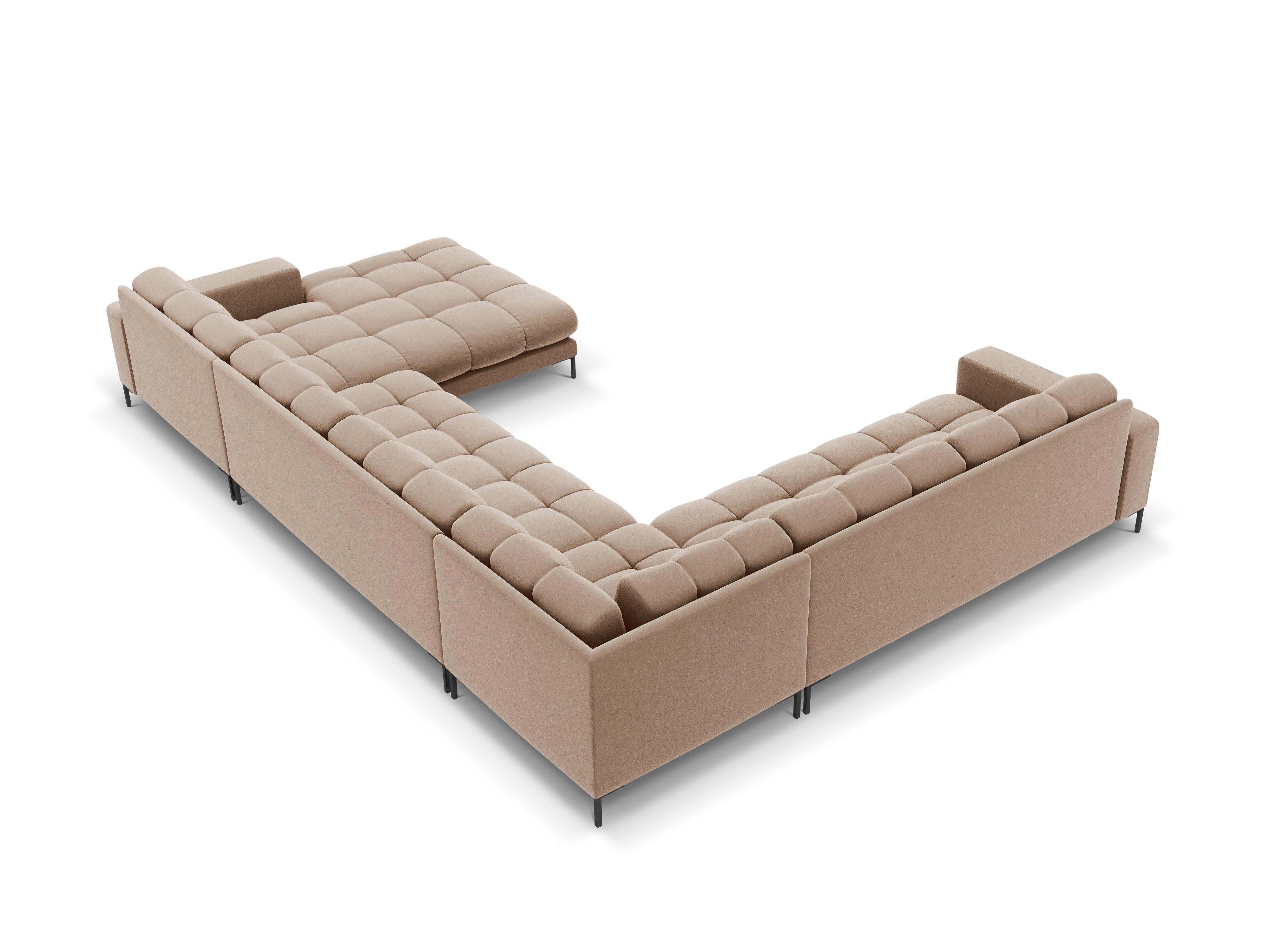 Sofa aksamitna panoramiczna lewostronna 7-osobowa BALI beżowy z czarną podstawą Cosmopolitan Design Eye on Design