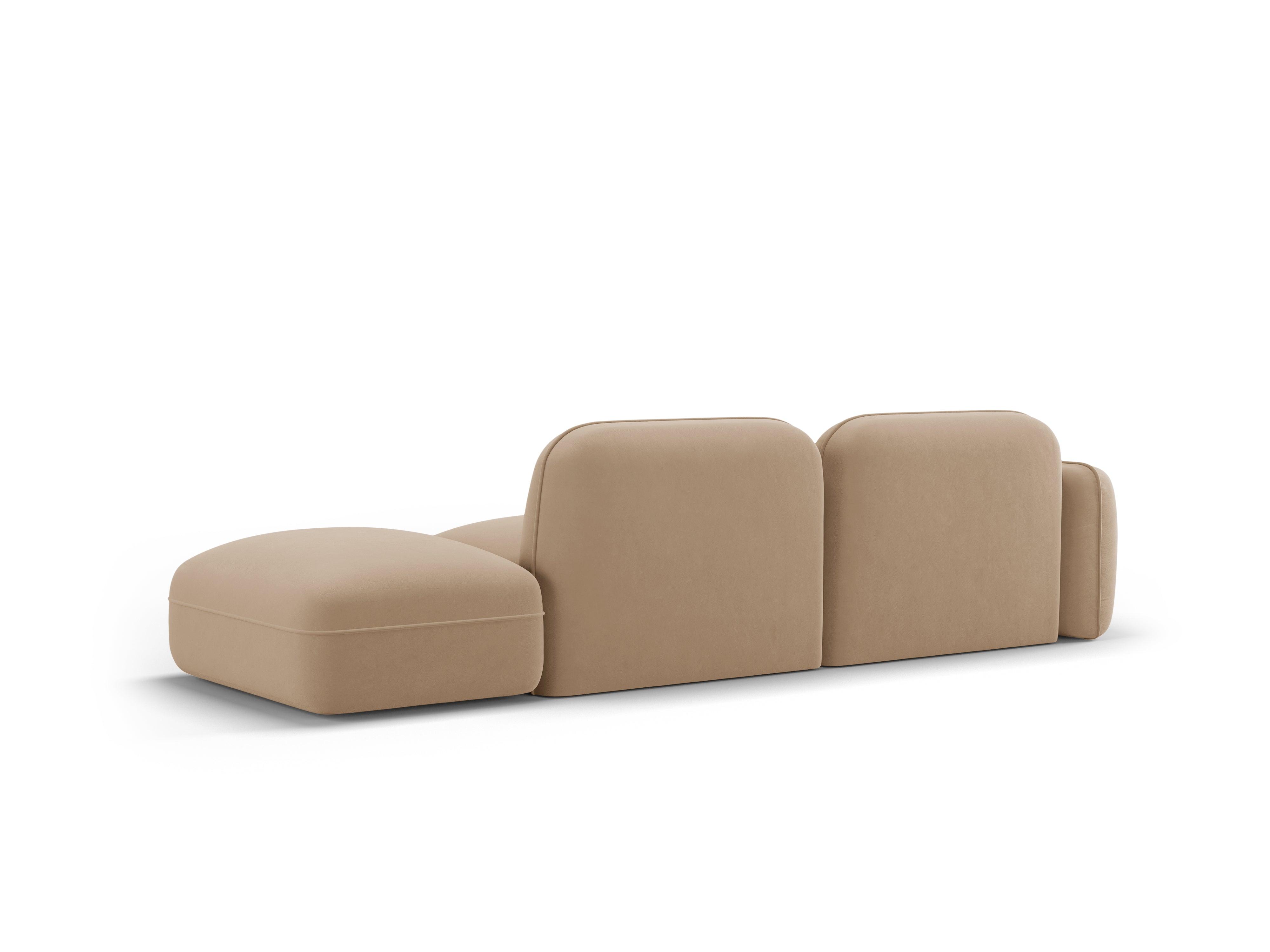 Sofa modułowa aksamitna prawostronna 3-osobowa SYDNEY piaskowy Cosmopolitan Design Eye on Design