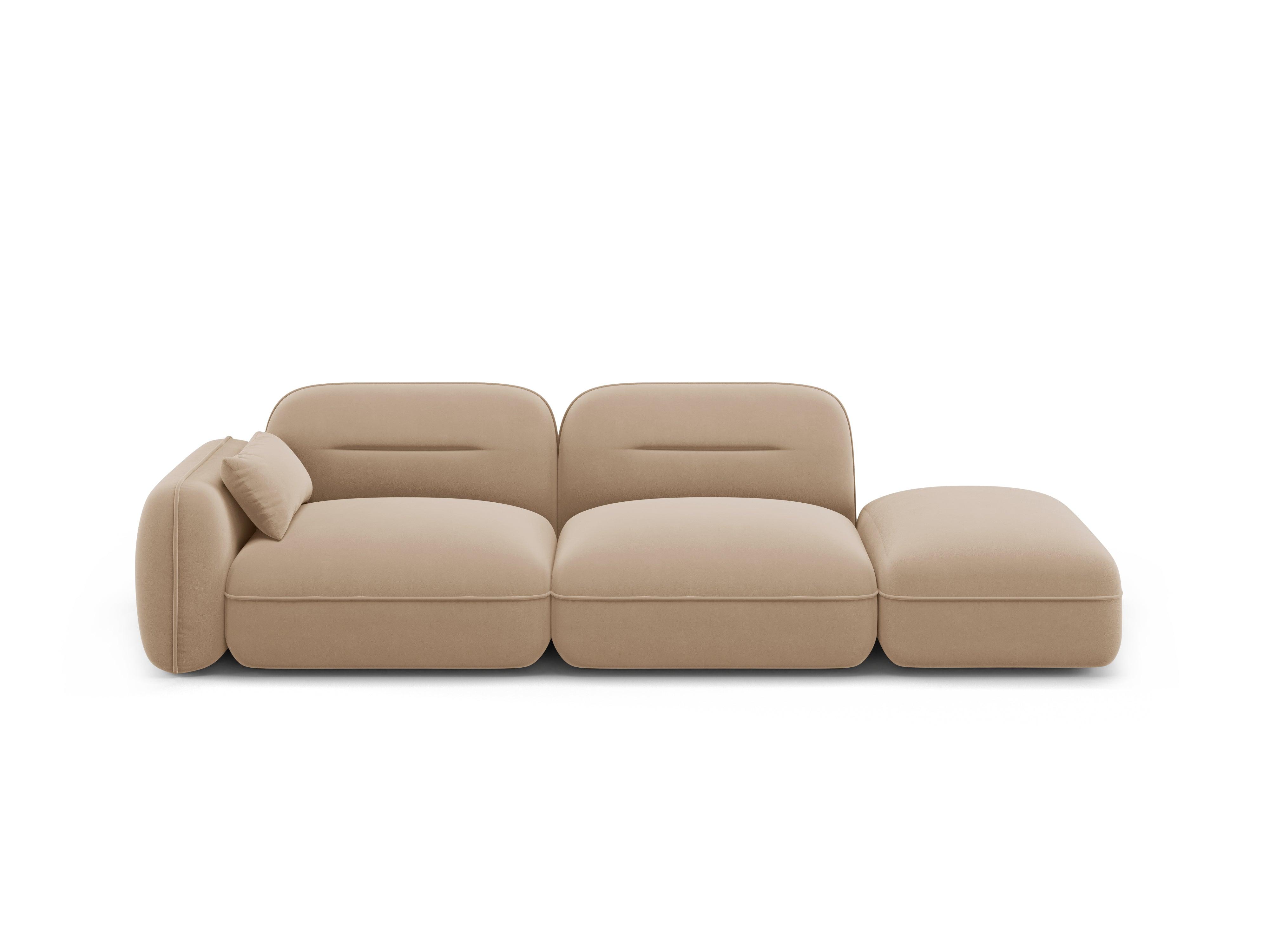 Sofa modułowa aksamitna prawostronna 3-osobowa SYDNEY piaskowy Cosmopolitan Design Eye on Design