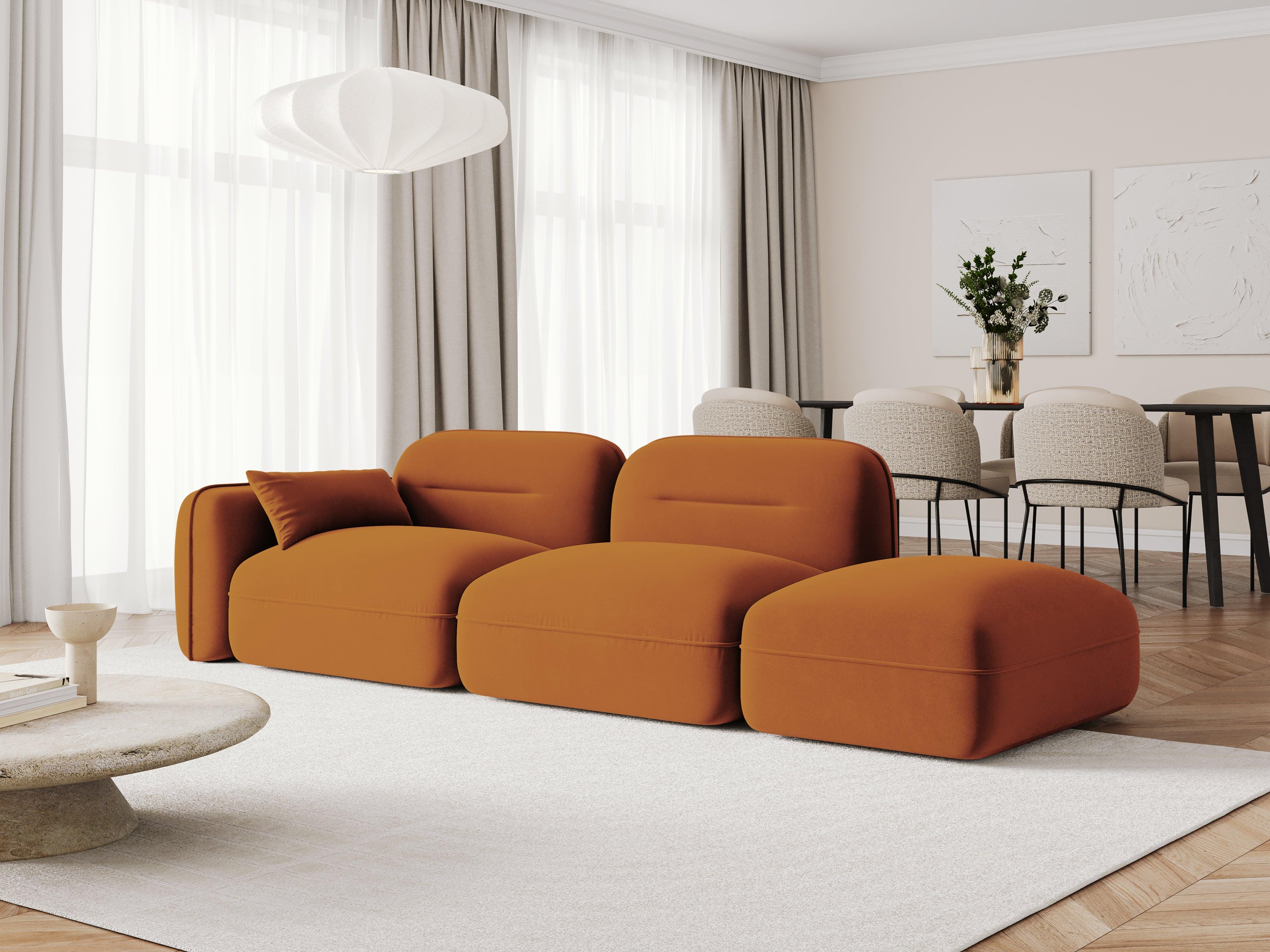 Sofa modułowa aksamitna prawostronna 3-osobowa SYDNEY terracotta Cosmopolitan Design Eye on Design