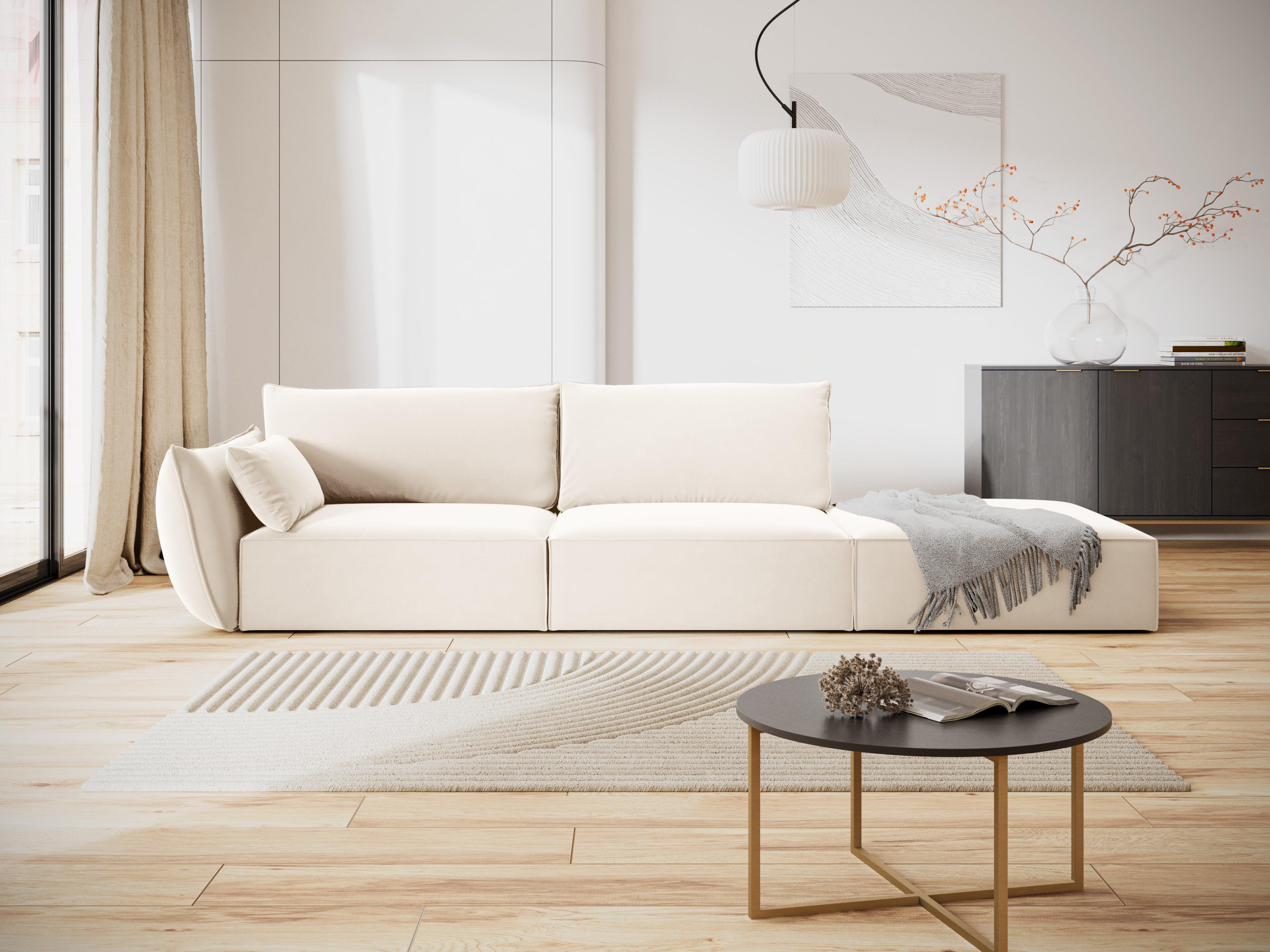 Sofa aksamitna prawostronna otwarta VANDA beżowy Mazzini Sofas Eye on Design