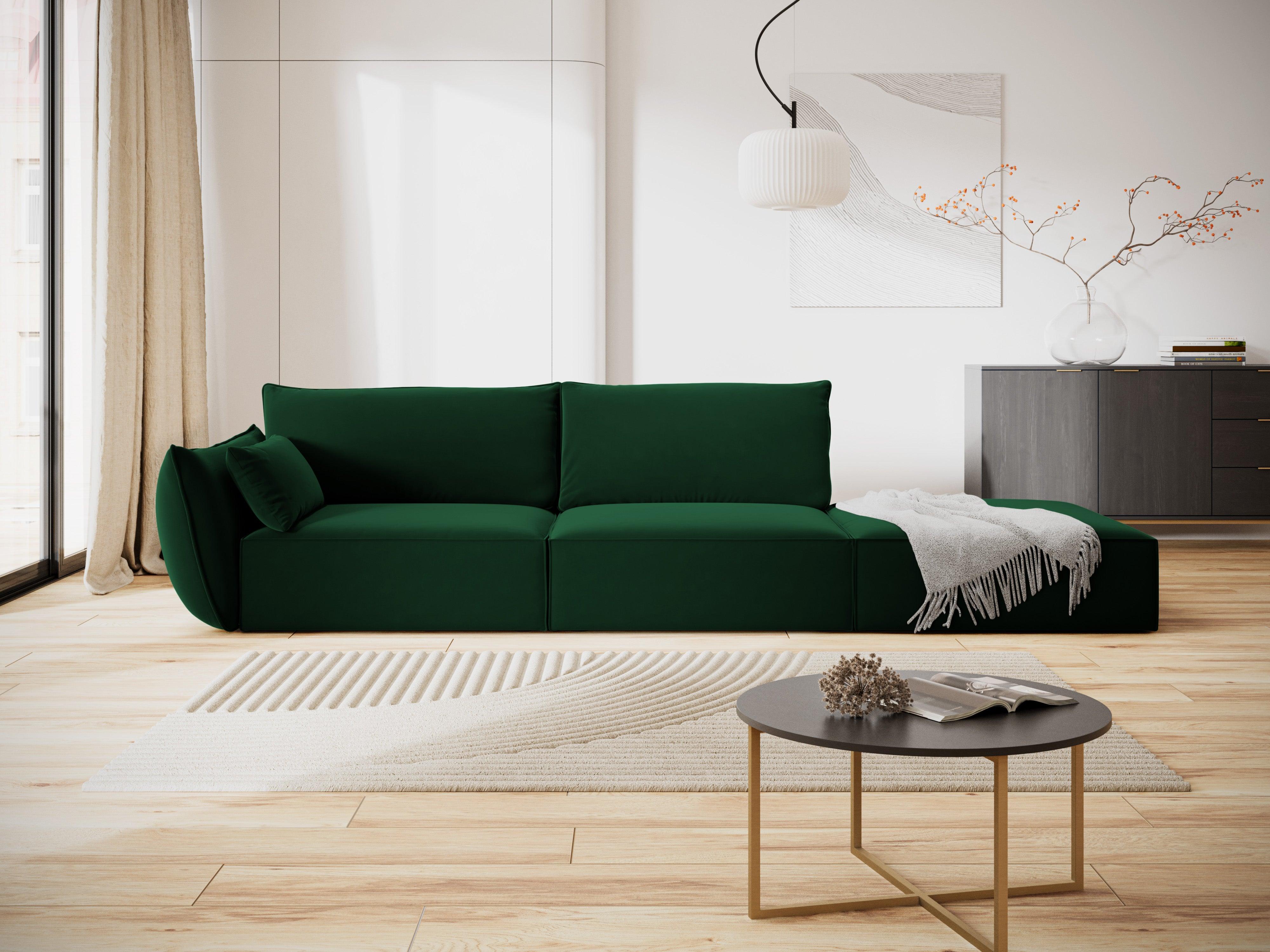 Sofa aksamitna prawostronna otwarta VANDA butelkowa zieleń Mazzini Sofas Eye on Design