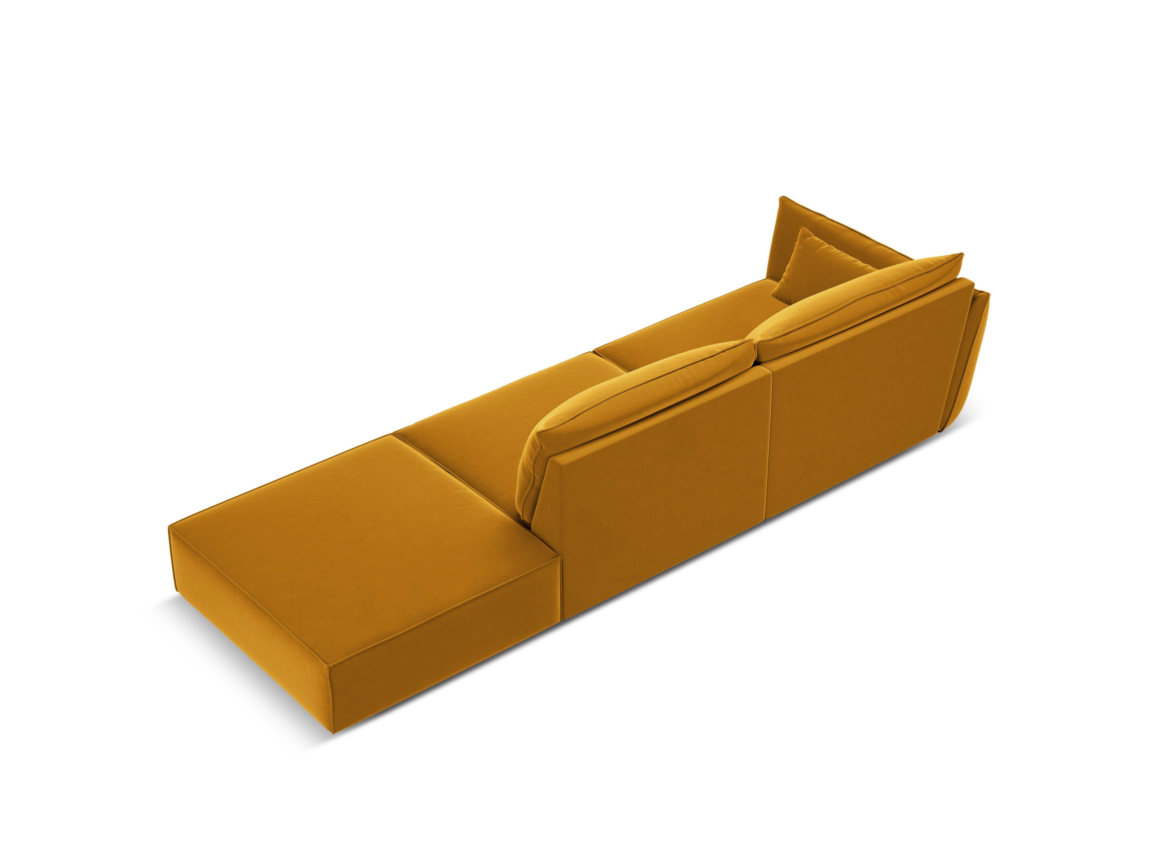 Sofa aksamitna prawostronna otwarta VANDA musztardowy Mazzini Sofas Eye on Design