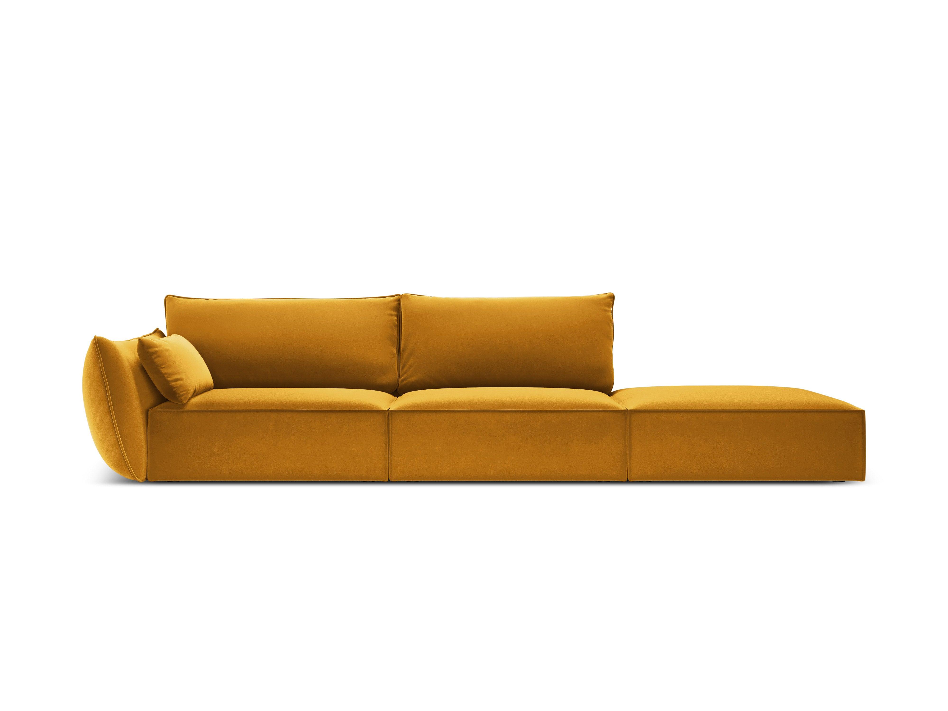 Sofa aksamitna prawostronna otwarta VANDA musztardowy Mazzini Sofas Eye on Design