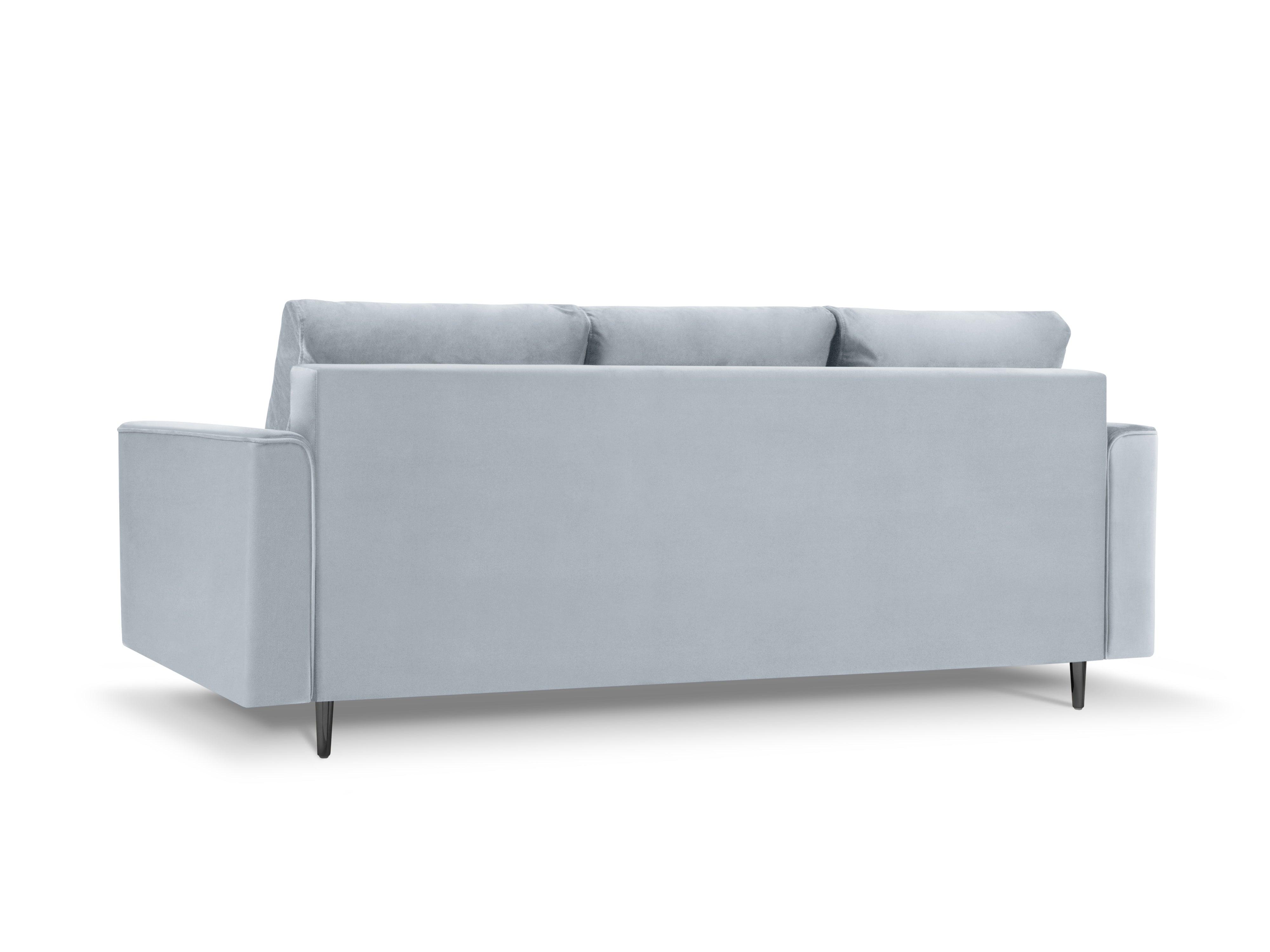 Sofa aksamitna z funkcją spania CARTADERA błękitny z czarną podstawą Mazzini Sofas Eye on Design