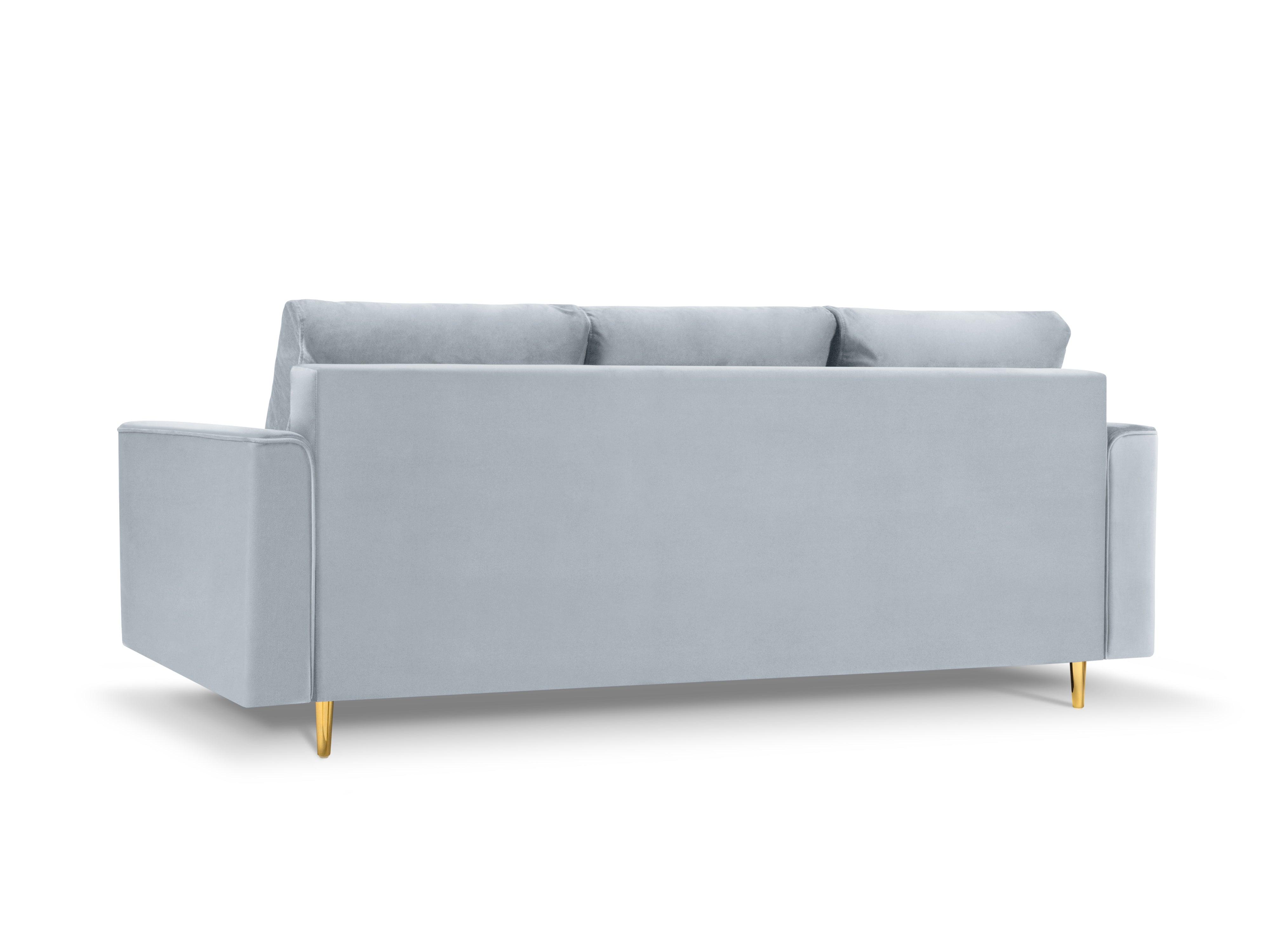 Sofa aksamitna z funkcją spania CARTADERA błękitny ze złotą podstawą Mazzini Sofas Eye on Design