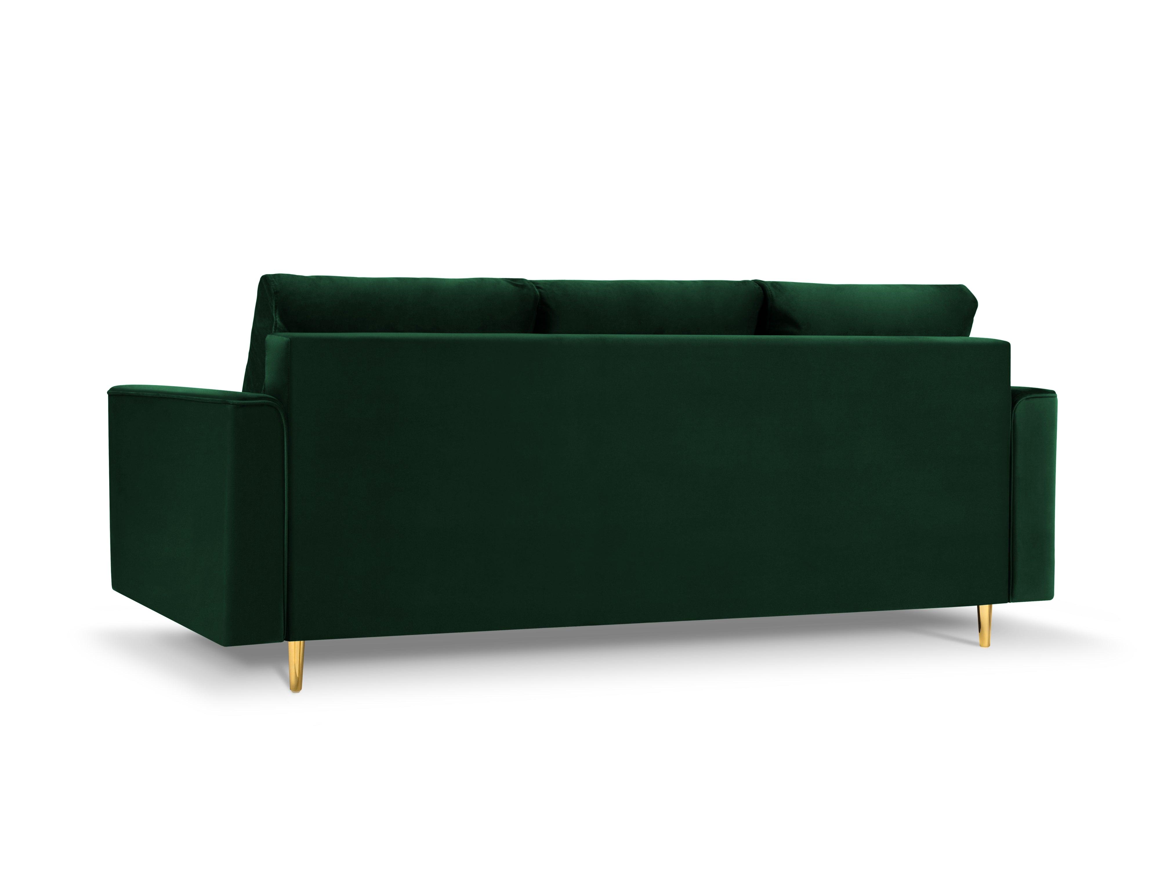 Sofa aksamitna z funkcją spania CARTADERA butelkowa zieleń ze złotą podstawą Mazzini Sofas Eye on Design