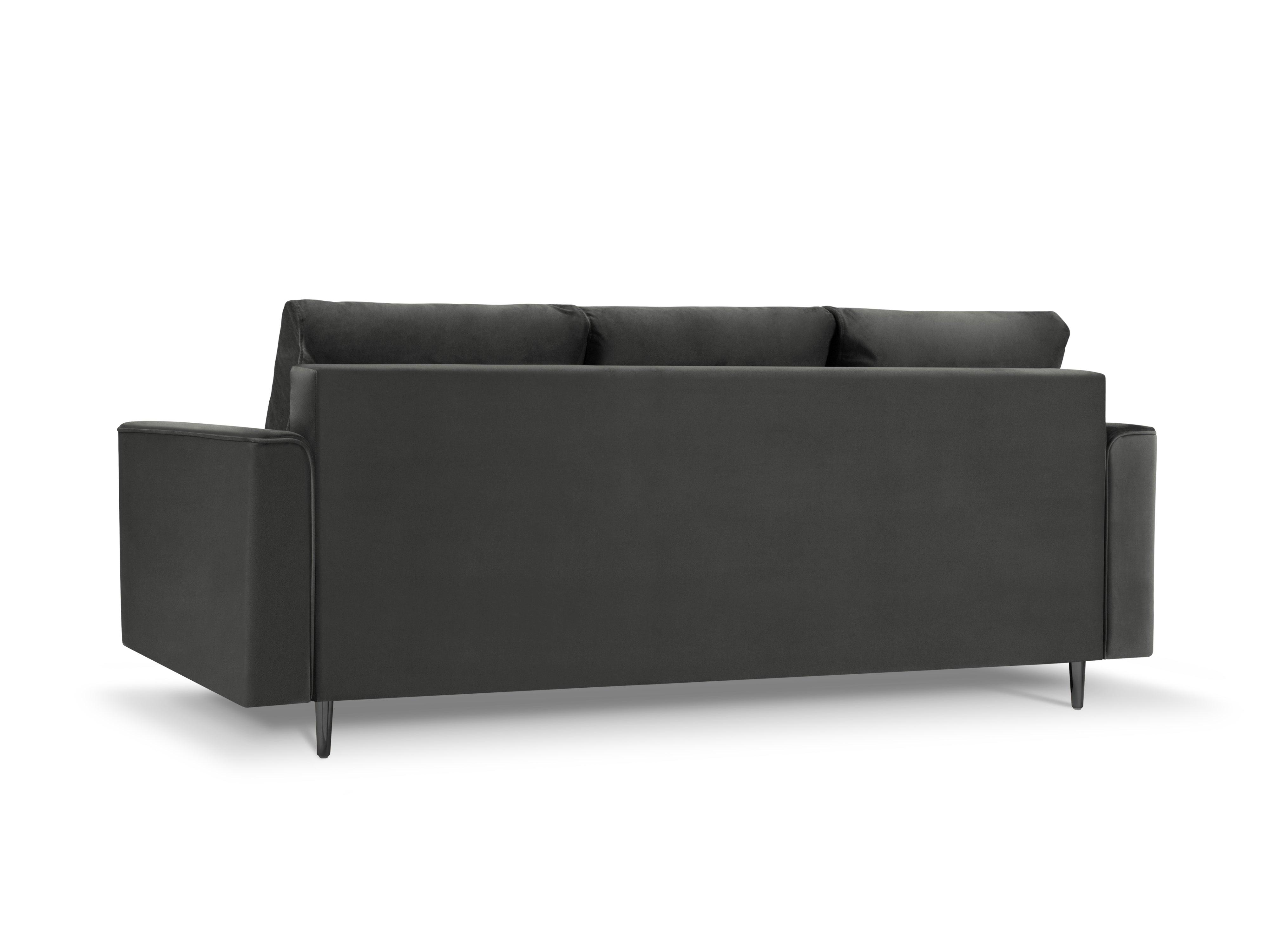 Sofa aksamitna z funkcją spania CARTADERA ciemnoszary z czarną podstawą Mazzini Sofas Eye on Design