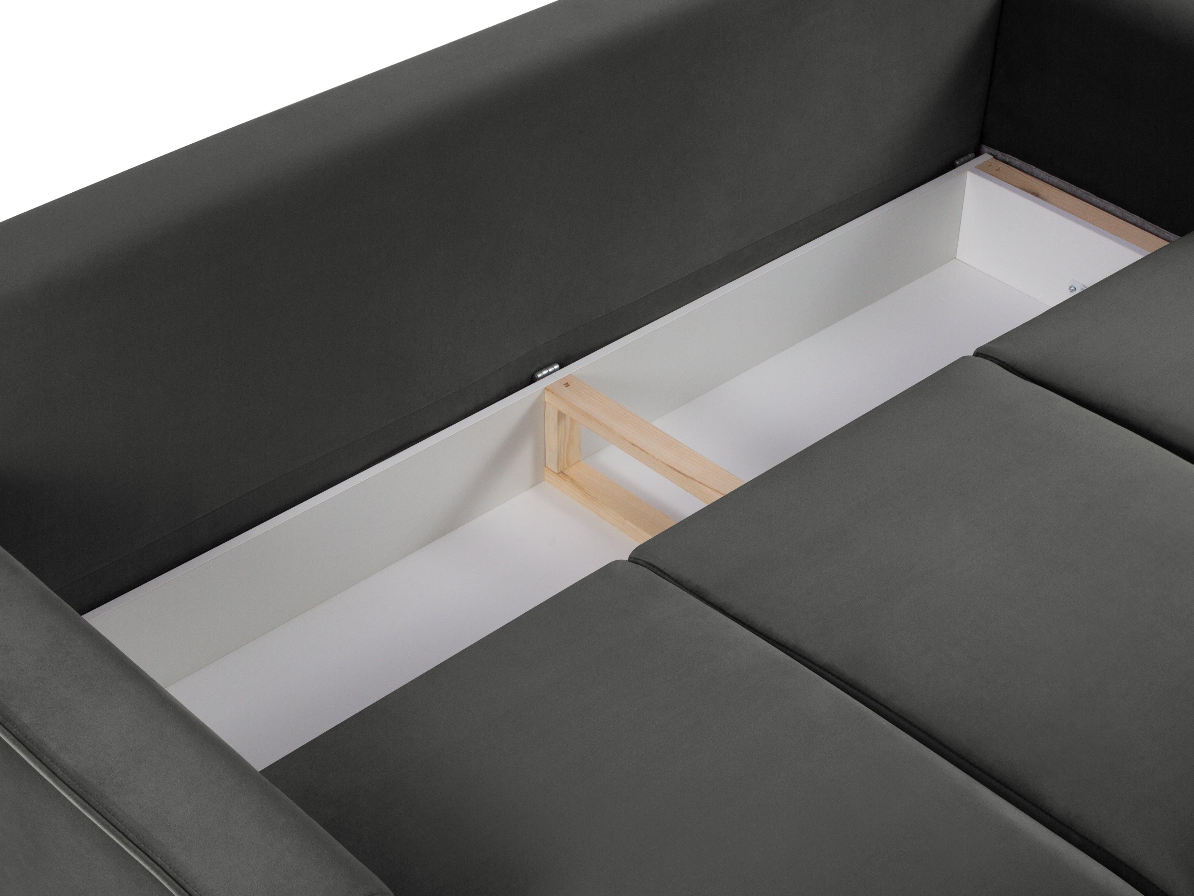 Sofa aksamitna z funkcją spania CARTADERA ciemnoszary z czarną podstawą Mazzini Sofas Eye on Design