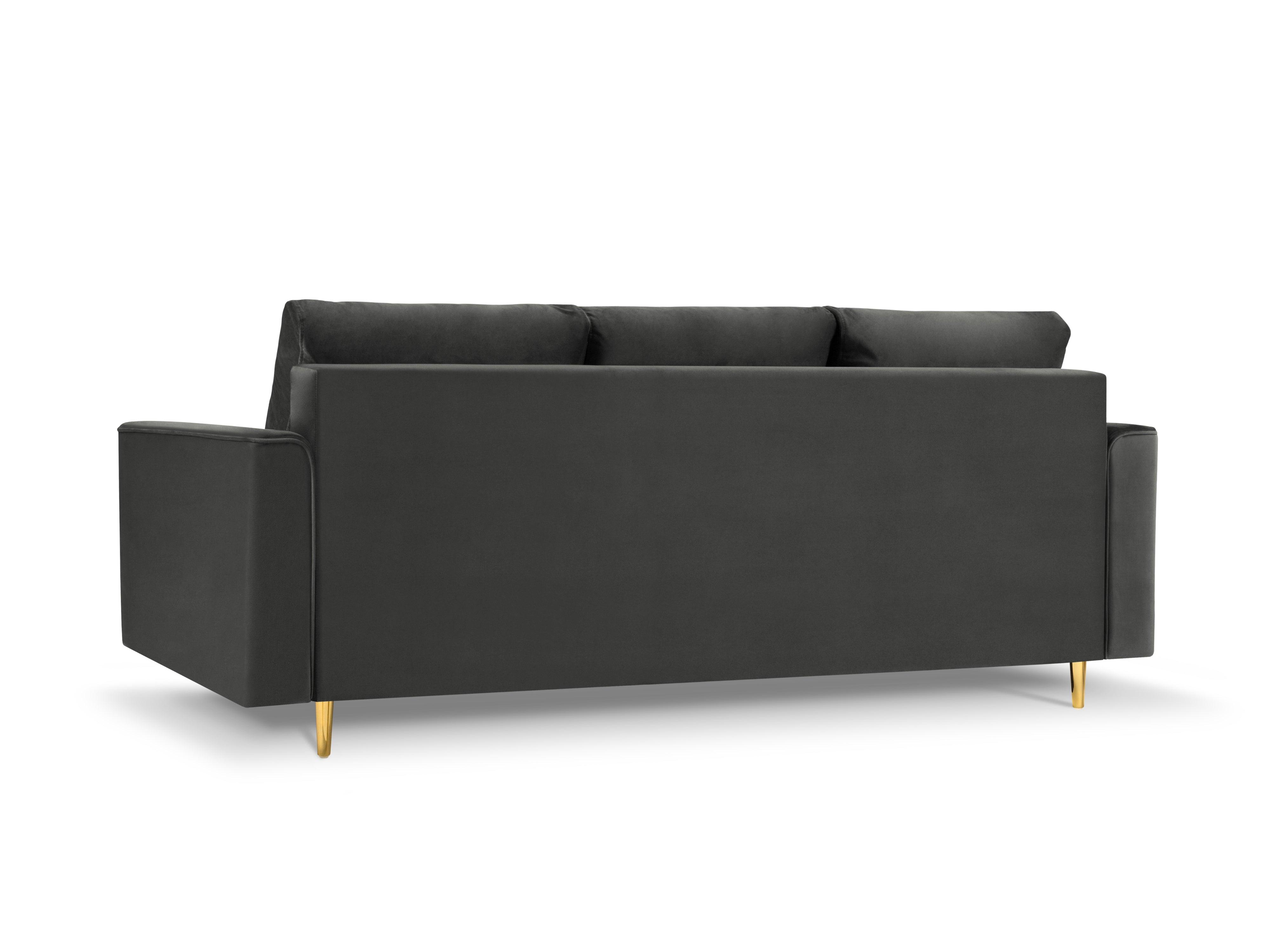 Sofa aksamitna z funkcją spania CARTADERA ciemnoszary ze złotą podstawą Mazzini Sofas Eye on Design