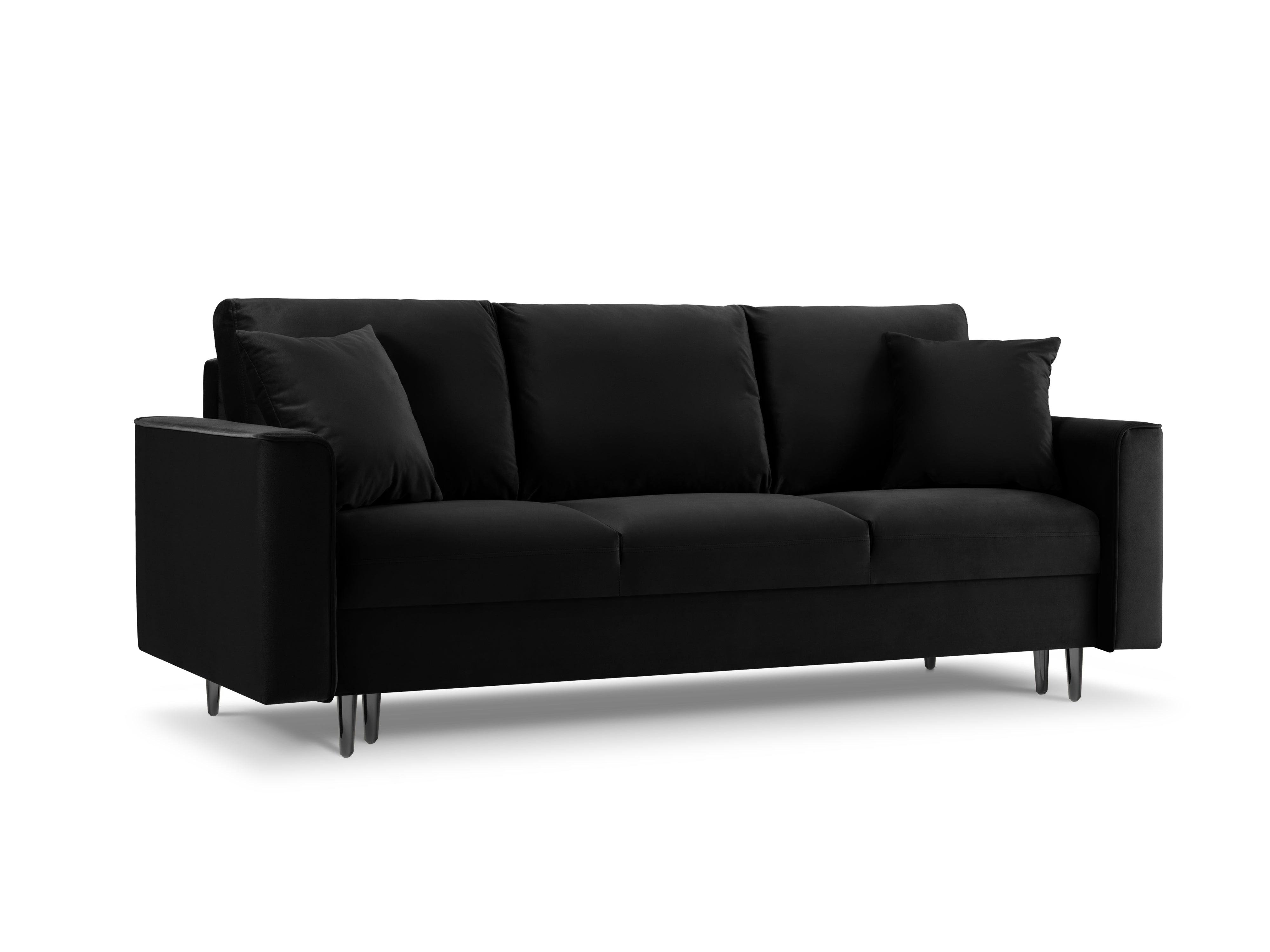 Sofa aksamitna z funkcją spania CARTADERA czarny z czarną podstawą Mazzini Sofas Eye on Design