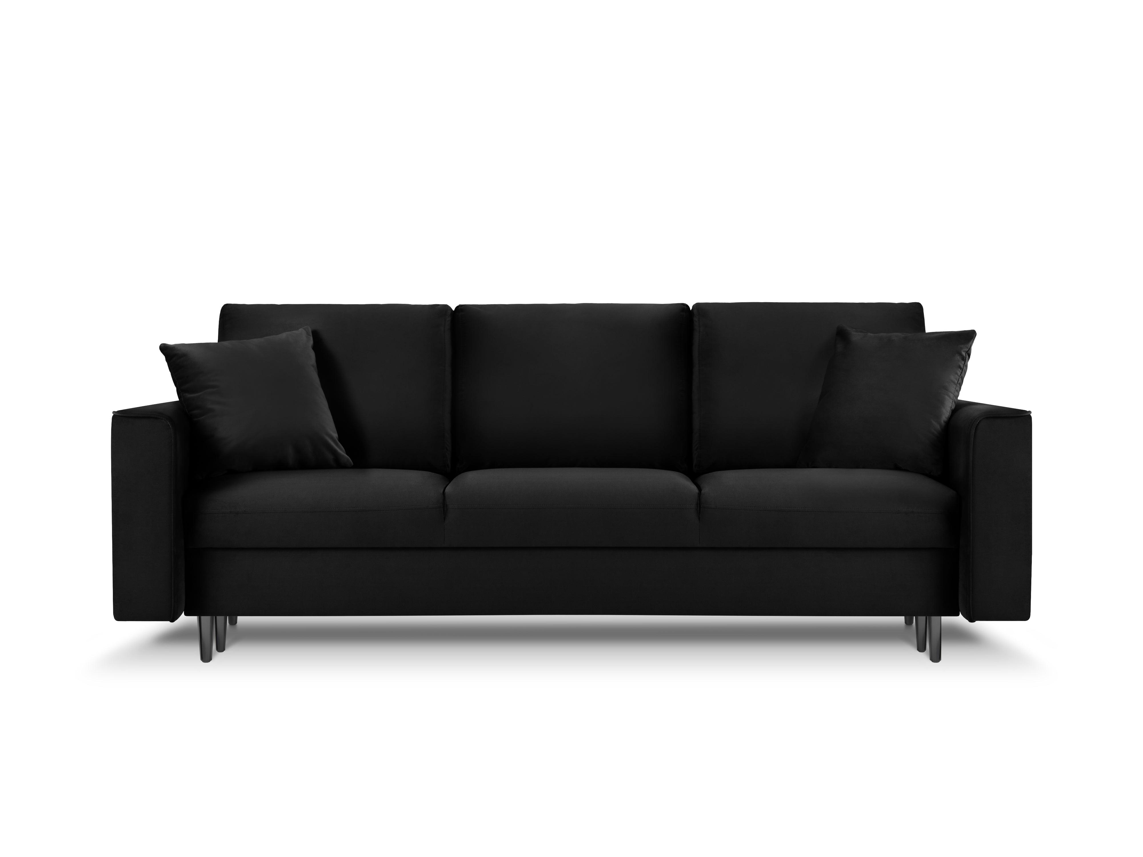 Sofa aksamitna z funkcją spania CARTADERA czarny z czarną podstawą Mazzini Sofas Eye on Design