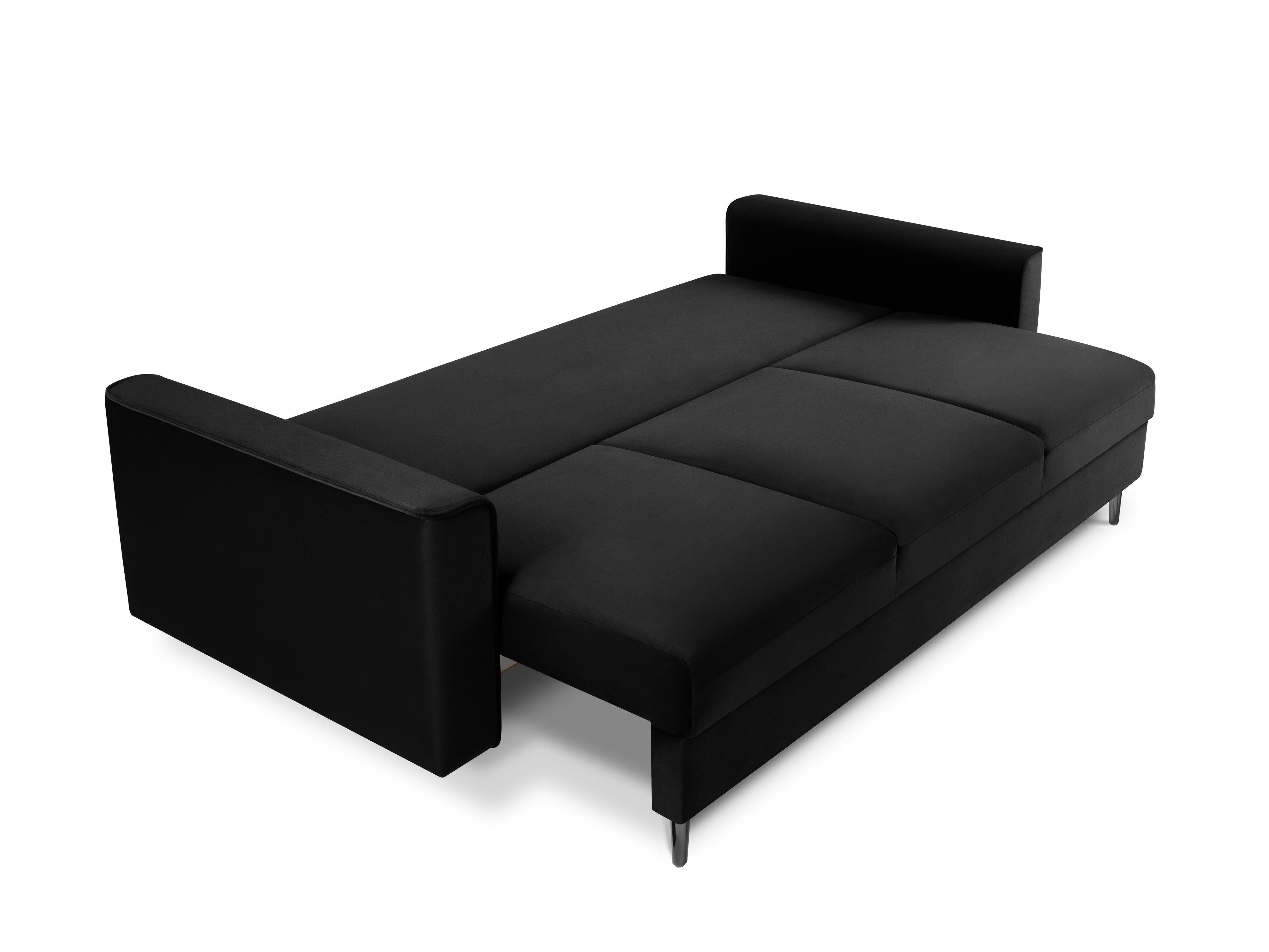 Sofa aksamitna z funkcją spania CARTADERA czarny z czarną podstawą Mazzini Sofas Eye on Design