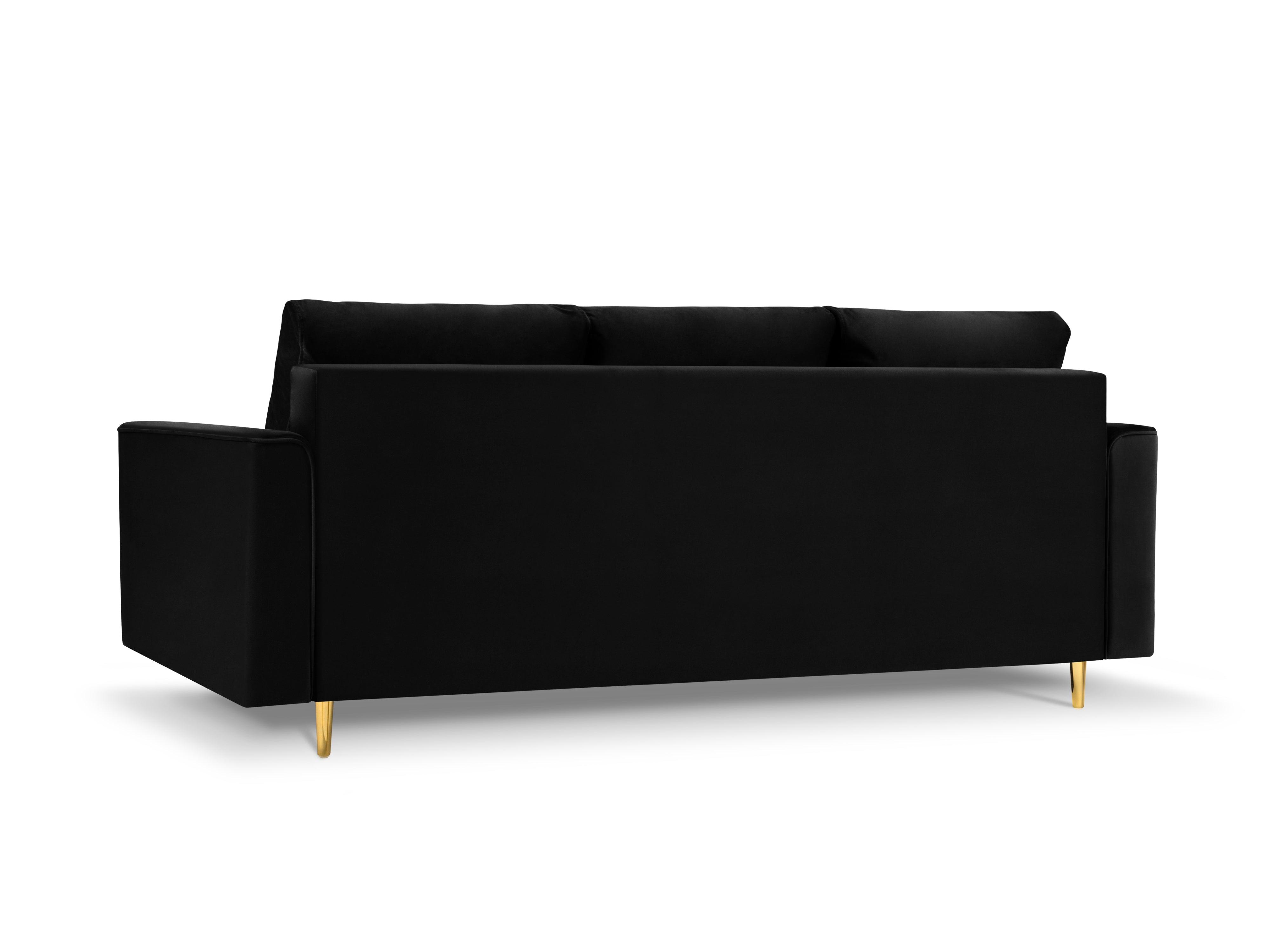 Sofa aksamitna z funkcją spania CARTADERA czarny ze złotą podstawą Mazzini Sofas Eye on Design