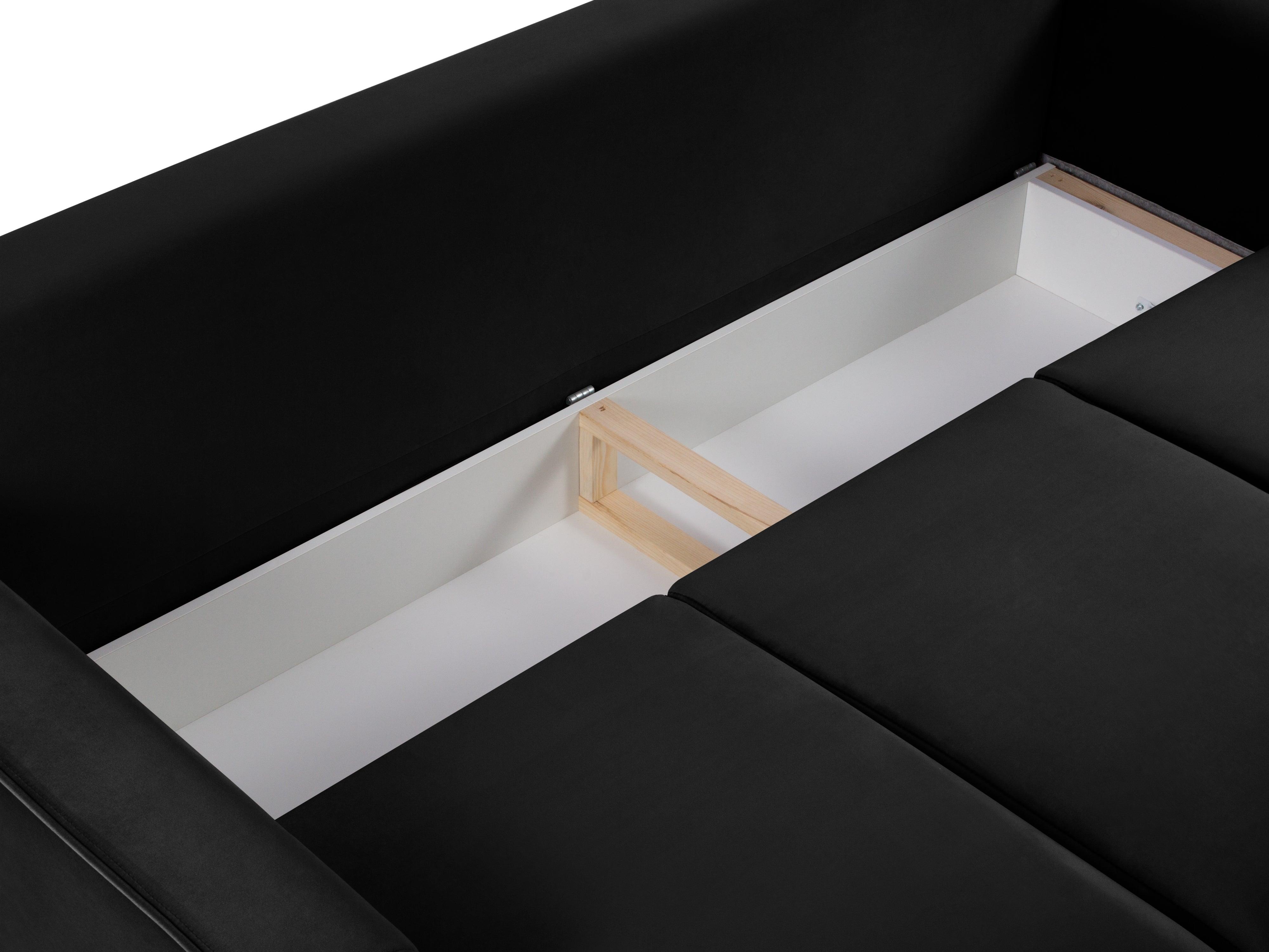 Sofa aksamitna z funkcją spania CARTADERA czarny ze złotą podstawą Mazzini Sofas Eye on Design