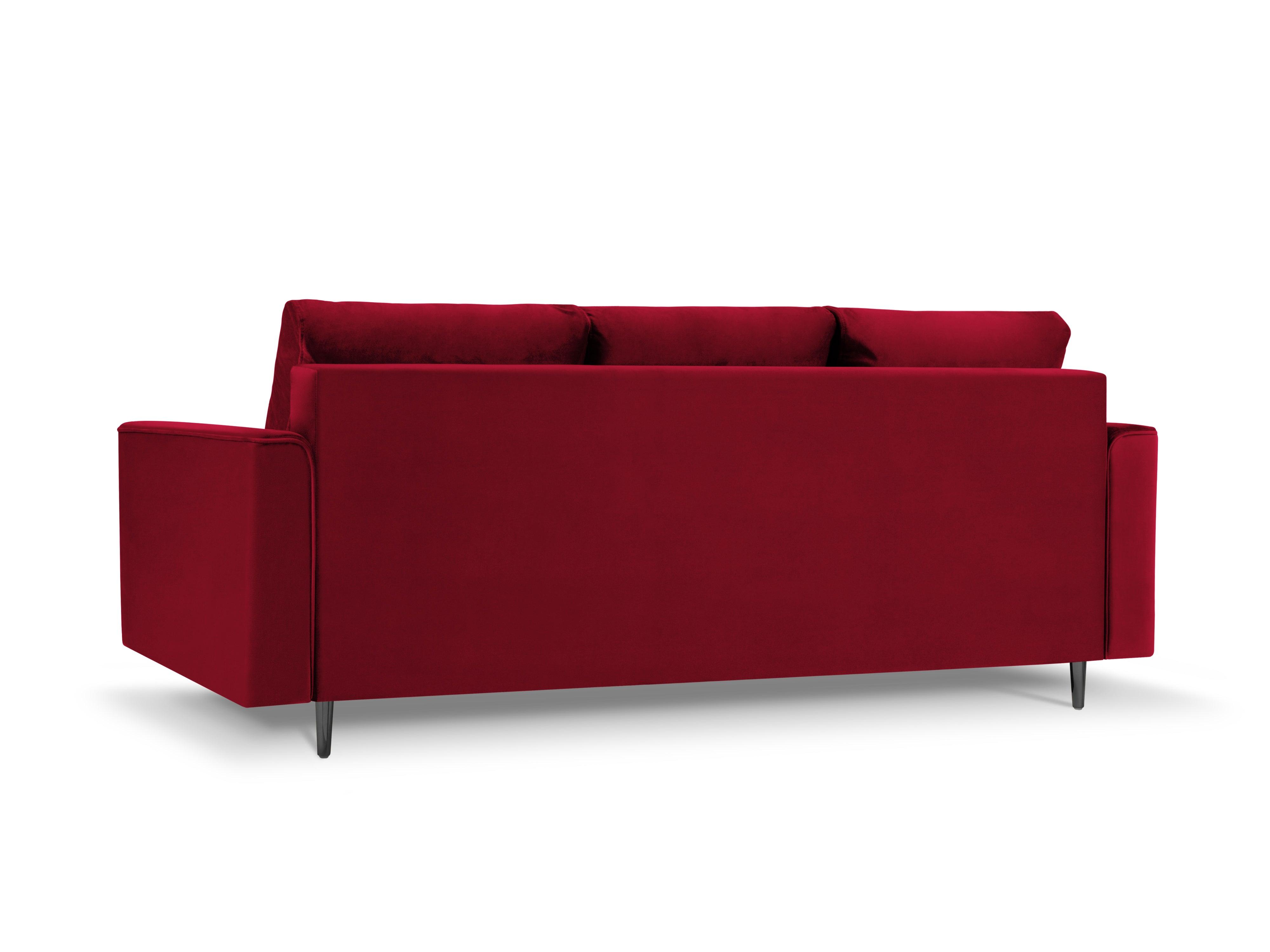 Sofa aksamitna z funkcją spania CARTADERA czerwony z czarną podstawą Mazzini Sofas Eye on Design