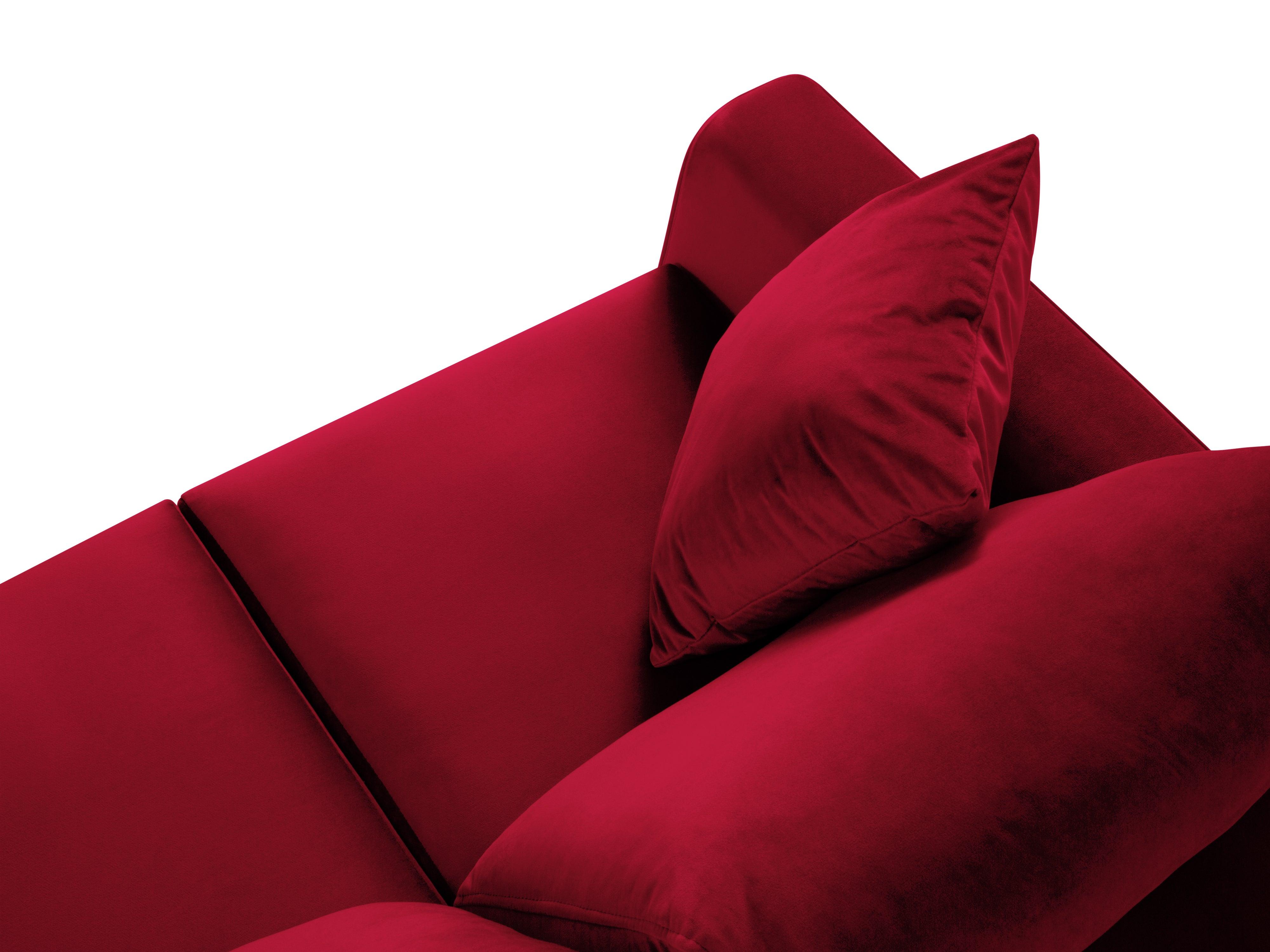 Sofa aksamitna z funkcją spania CARTADERA czerwony ze złotą podstawą Mazzini Sofas Eye on Design