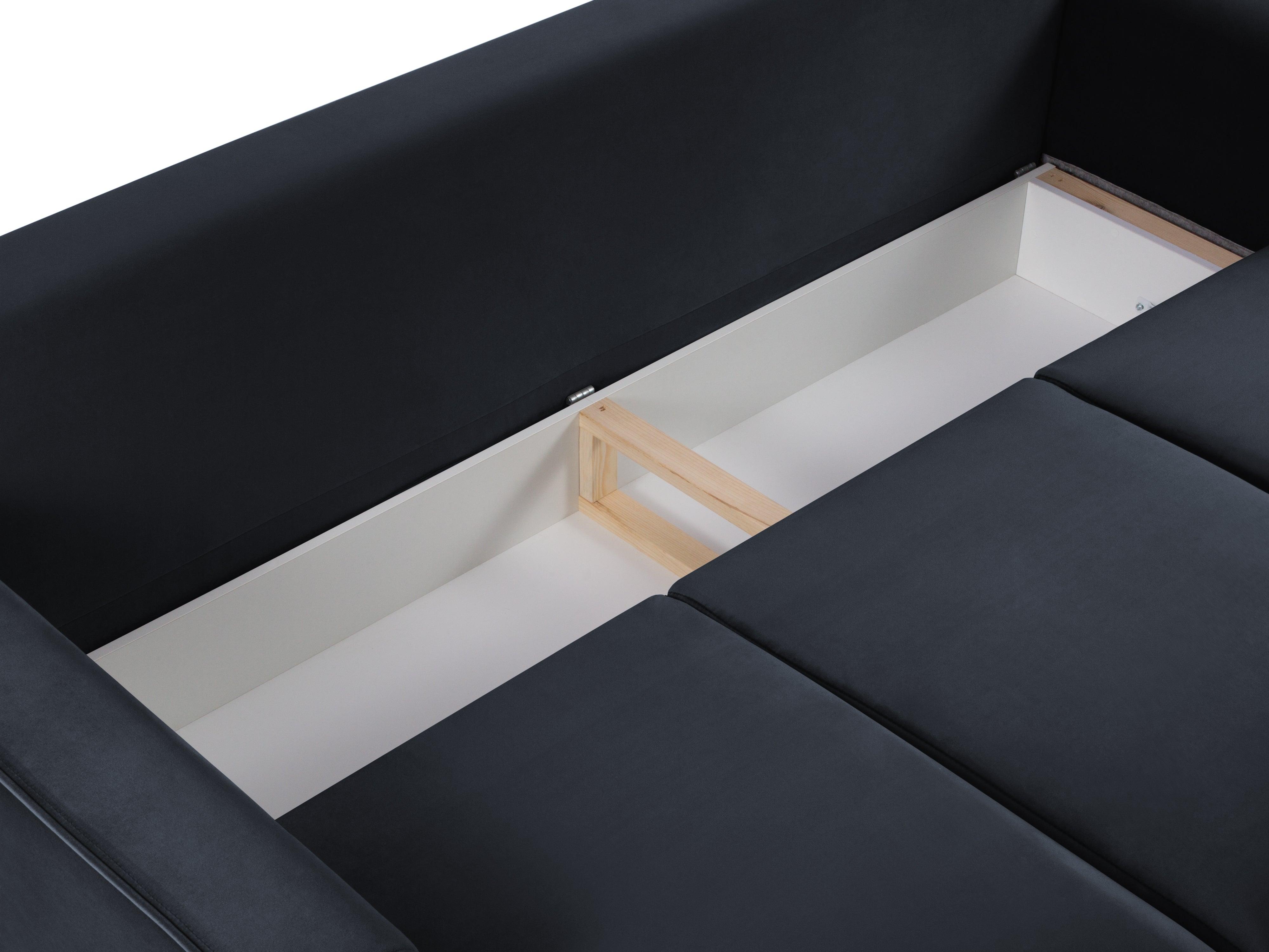 Sofa aksamitna z funkcją spania CARTADERA granatowy ze złotą podstawą Mazzini Sofas Eye on Design