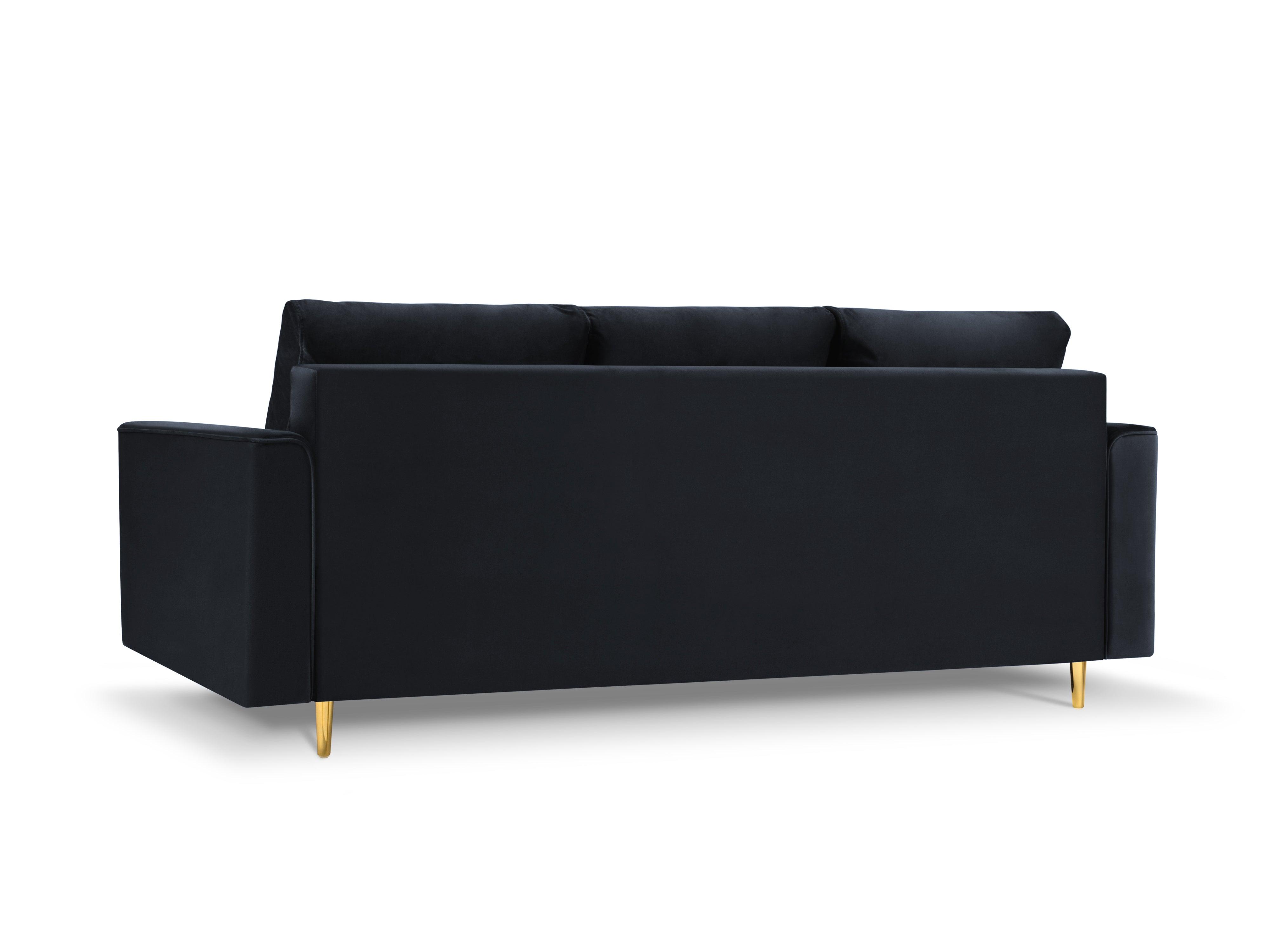 Sofa aksamitna z funkcją spania CARTADERA granatowy ze złotą podstawą Mazzini Sofas Eye on Design