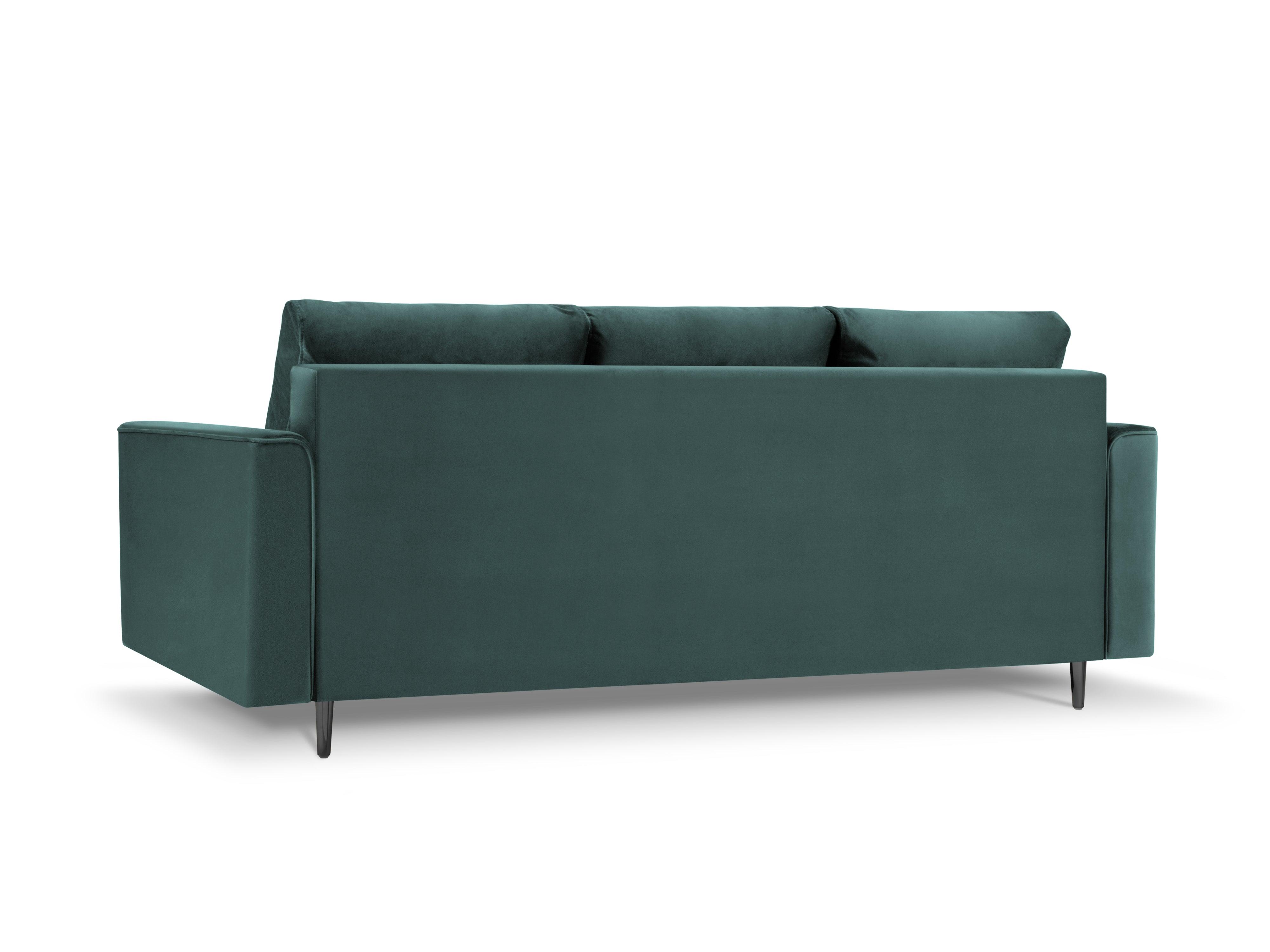 Sofa aksamitna z funkcją spania CARTADERA petrol z czarną podstawą Mazzini Sofas Eye on Design