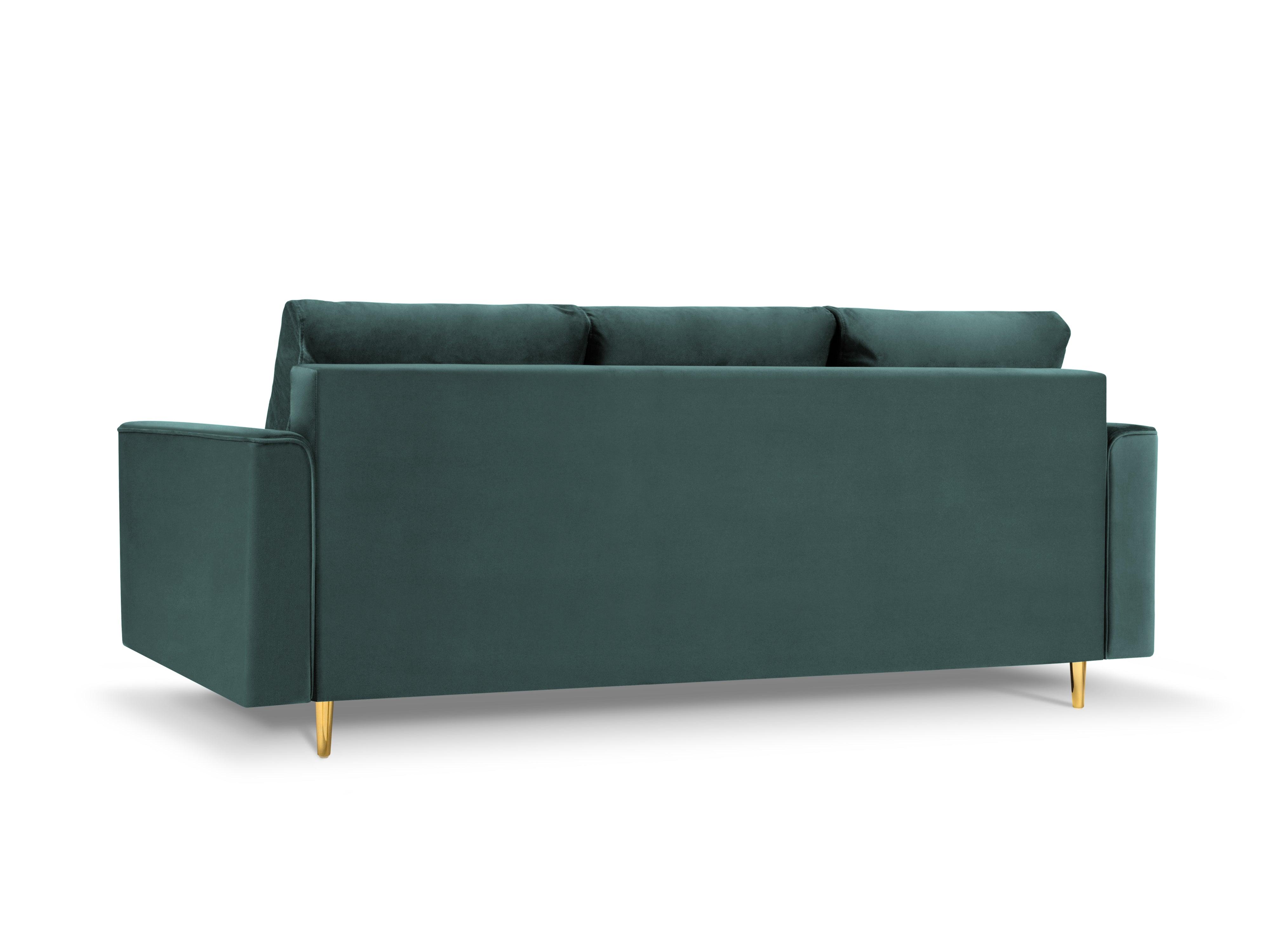Sofa aksamitna z funkcją spania CARTADERA petrol ze złotą podstawą Mazzini Sofas Eye on Design