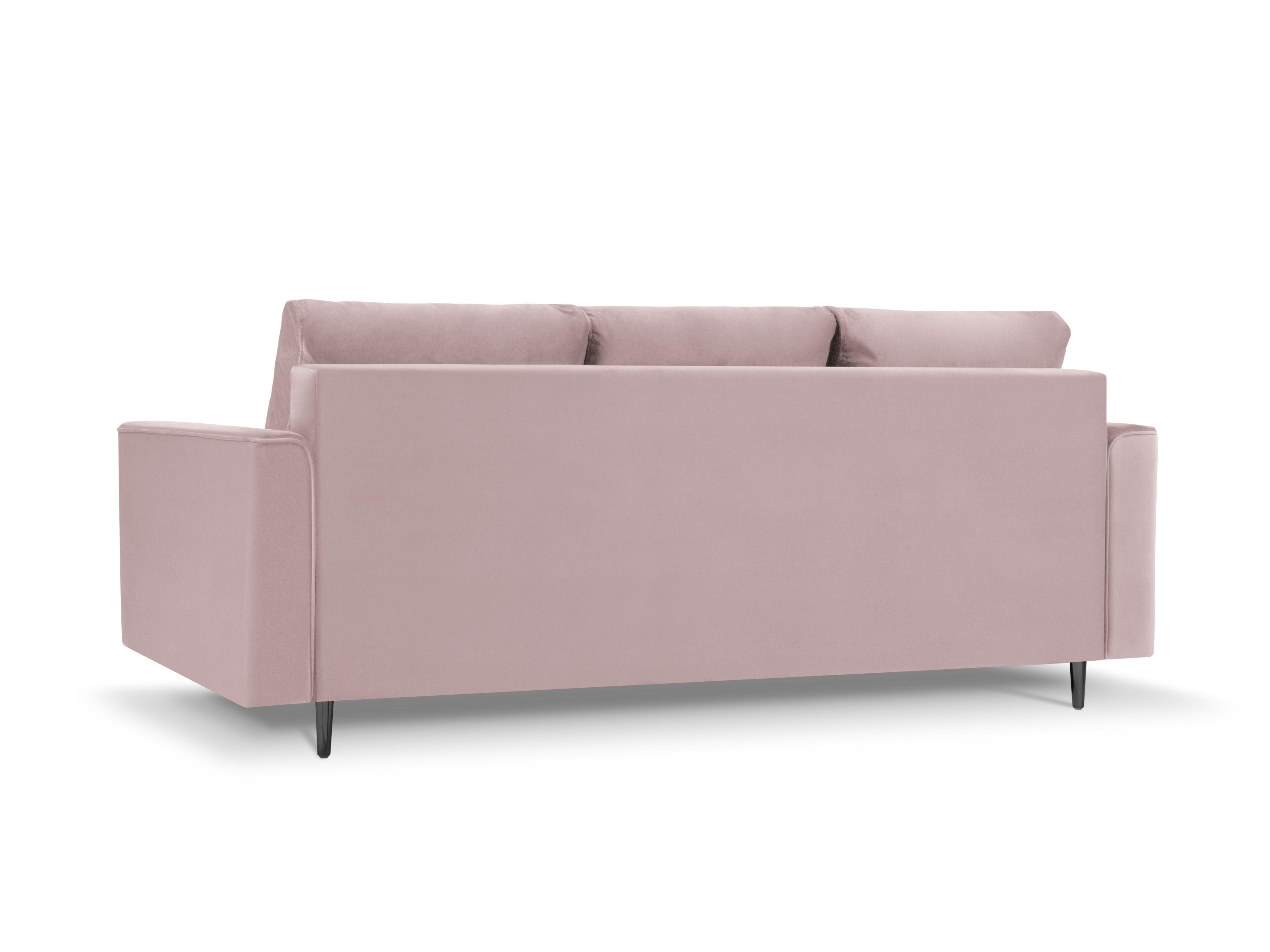 Sofa aksamitna z funkcją spania CARTADERA pudrowy róż z czarną podstawą Mazzini Sofas Eye on Design