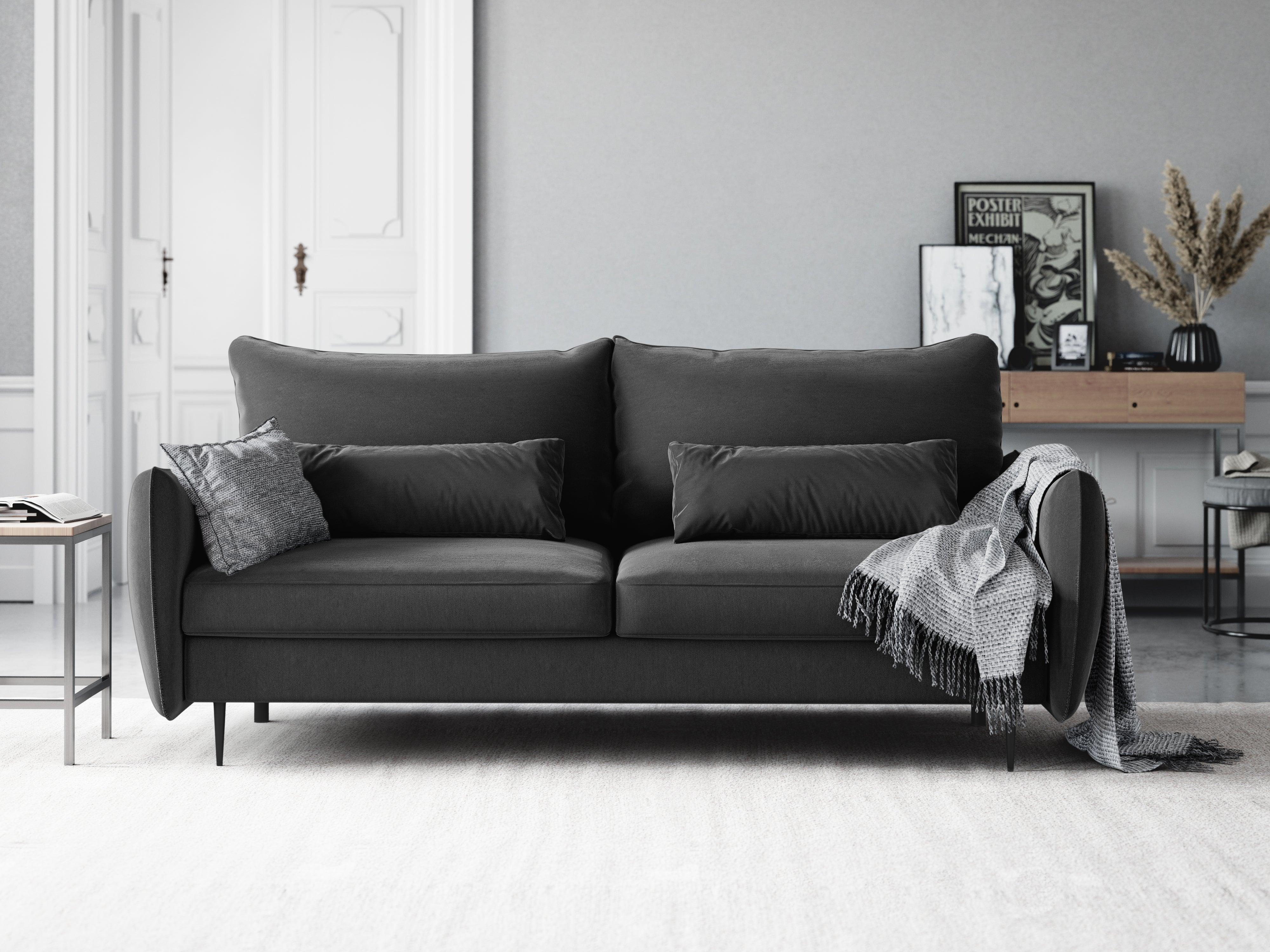 Sofa aksamitna z funkcją spania VERMONT ciemnoszary Cosmopolitan Design Eye on Design
