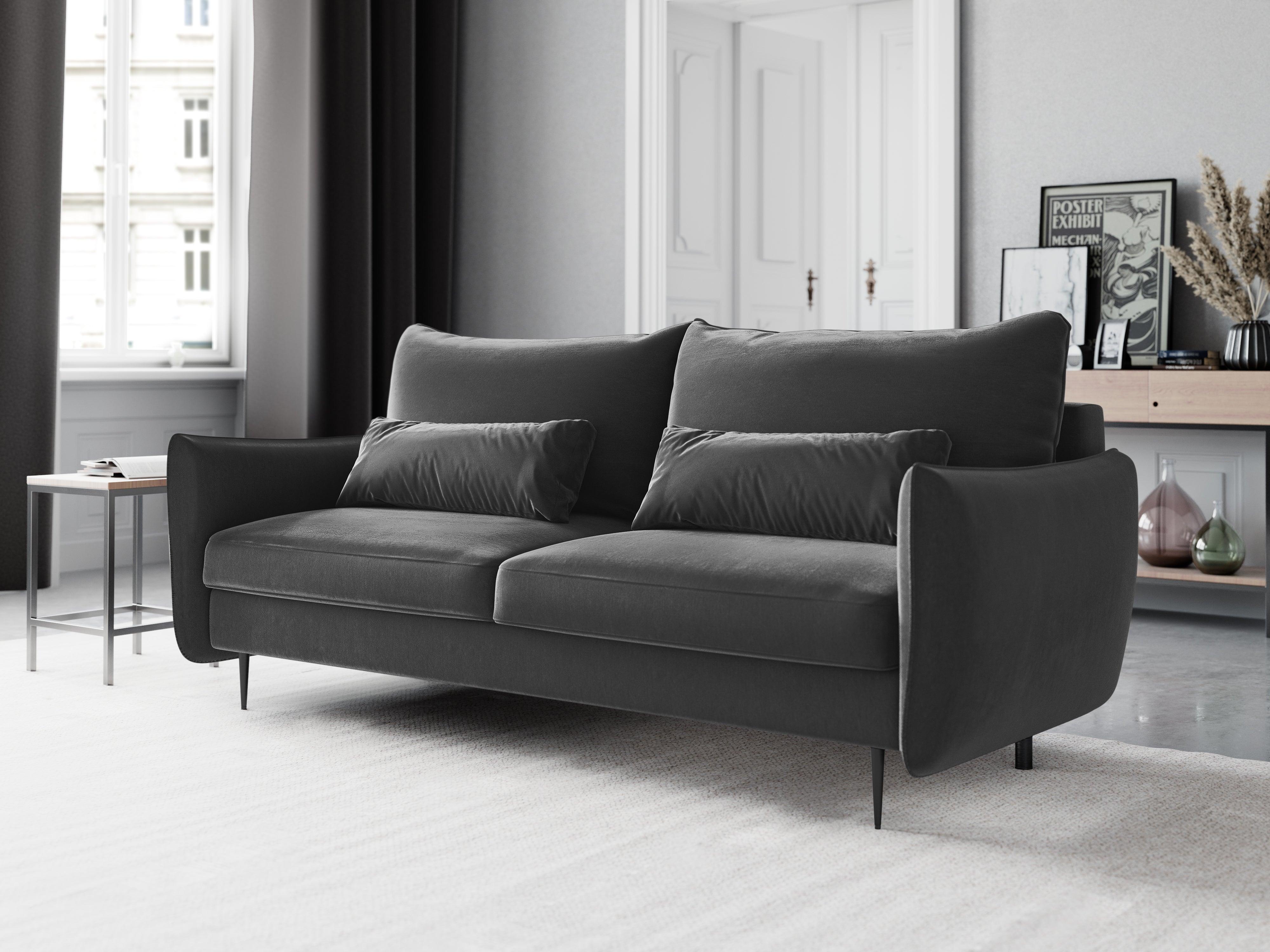 Sofa aksamitna z funkcją spania VERMONT ciemnoszary Cosmopolitan Design Eye on Design