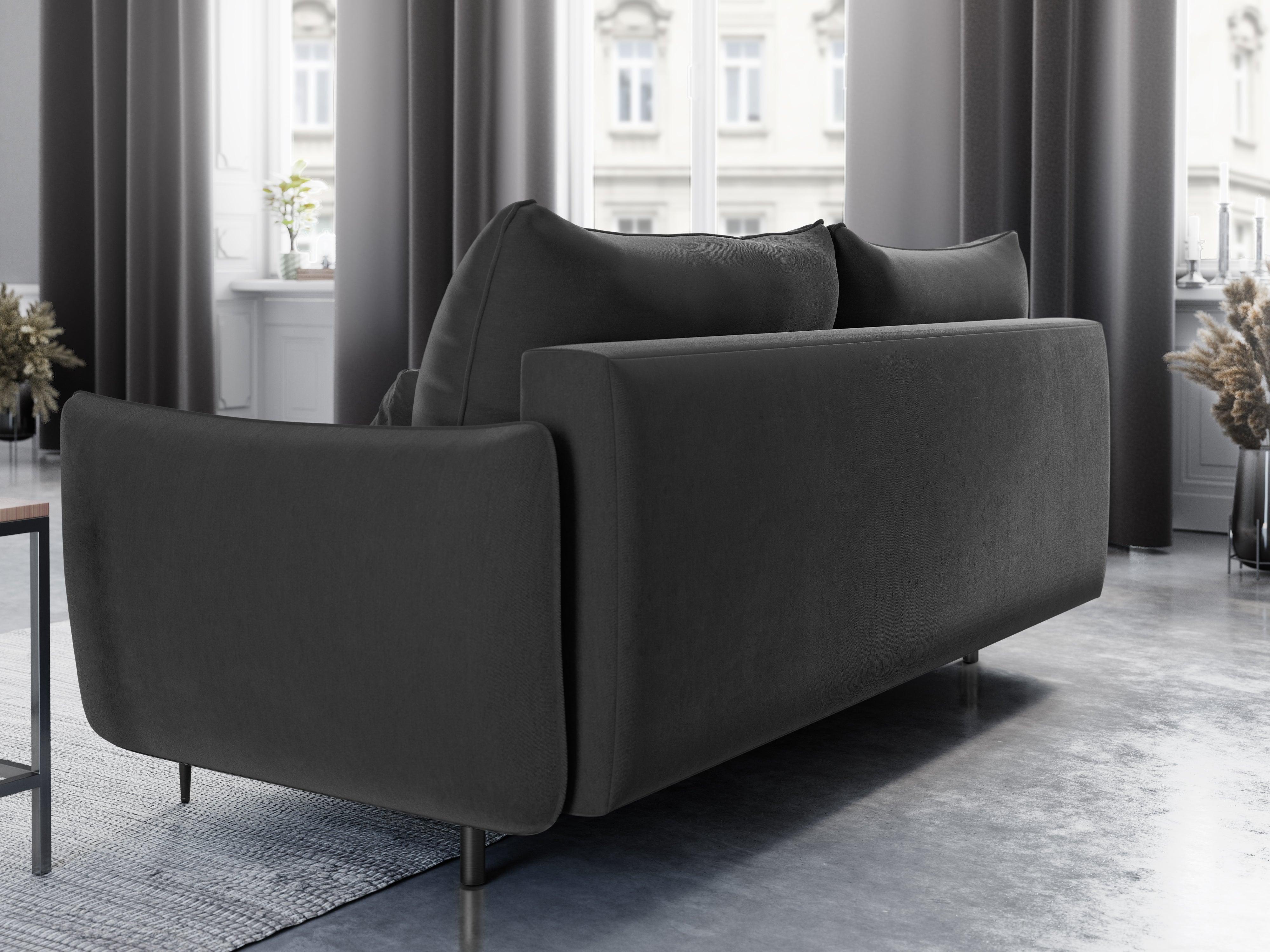 Sofa aksamitna z funkcją spania VERMONT ciemnoszary Cosmopolitan Design Eye on Design