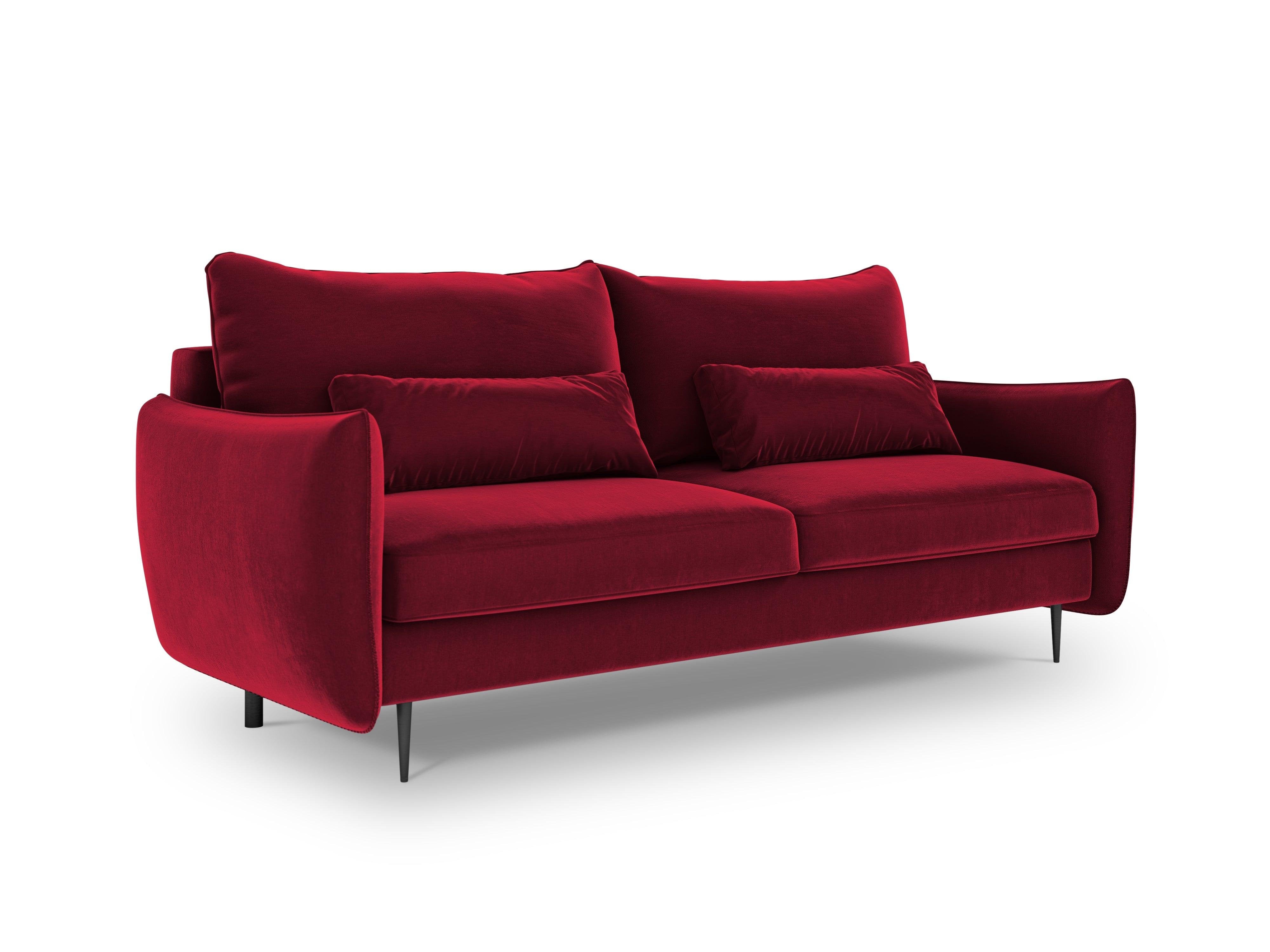 Sofa aksamitna z funkcją spania VERMONT czerwony Cosmopolitan Design Eye on Design