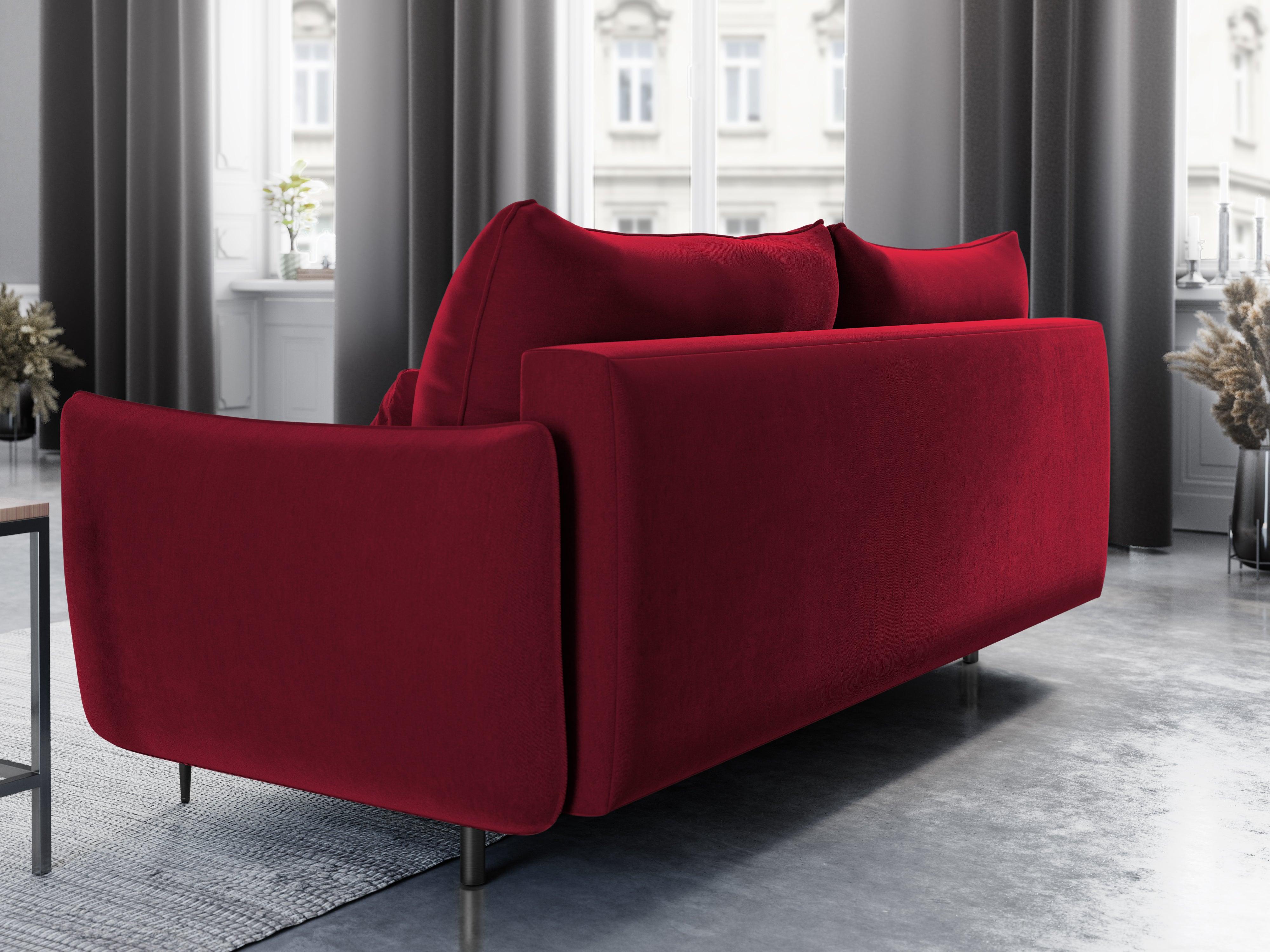 Sofa aksamitna z funkcją spania VERMONT czerwony Cosmopolitan Design Eye on Design