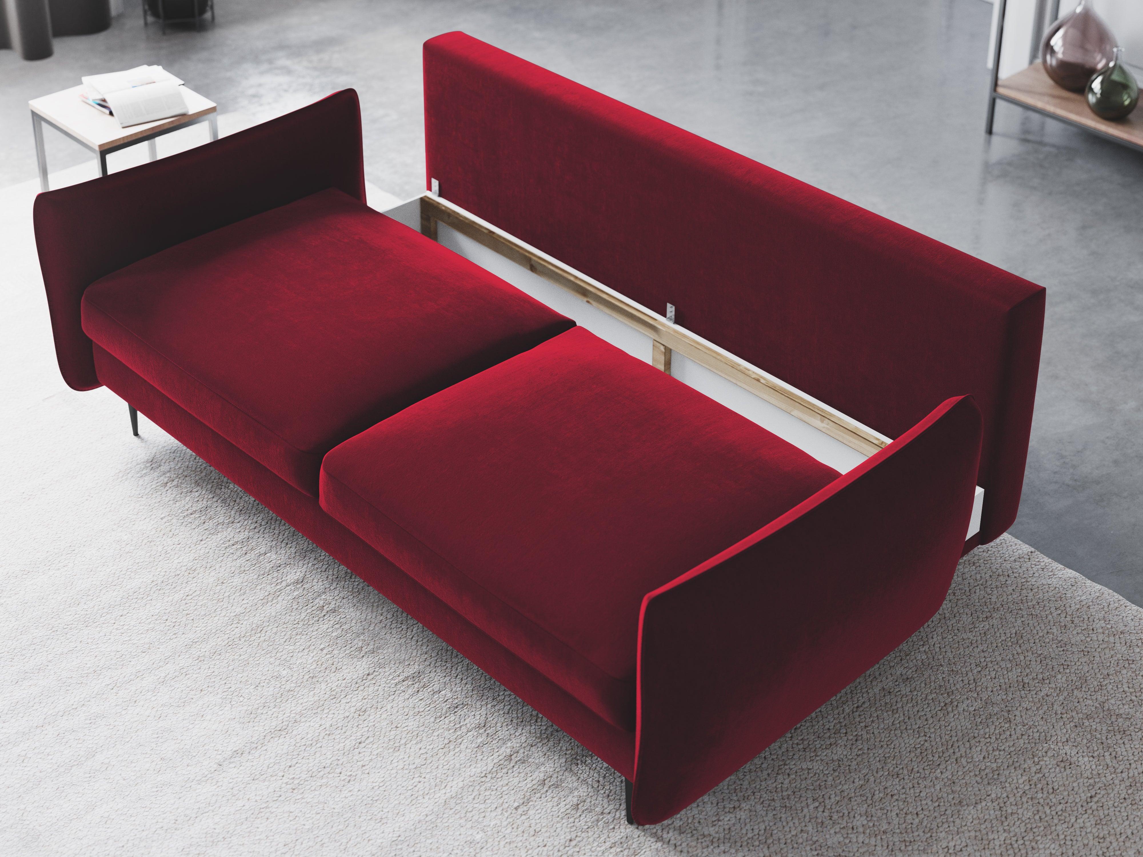 Sofa aksamitna z funkcją spania VERMONT czerwony Cosmopolitan Design Eye on Design
