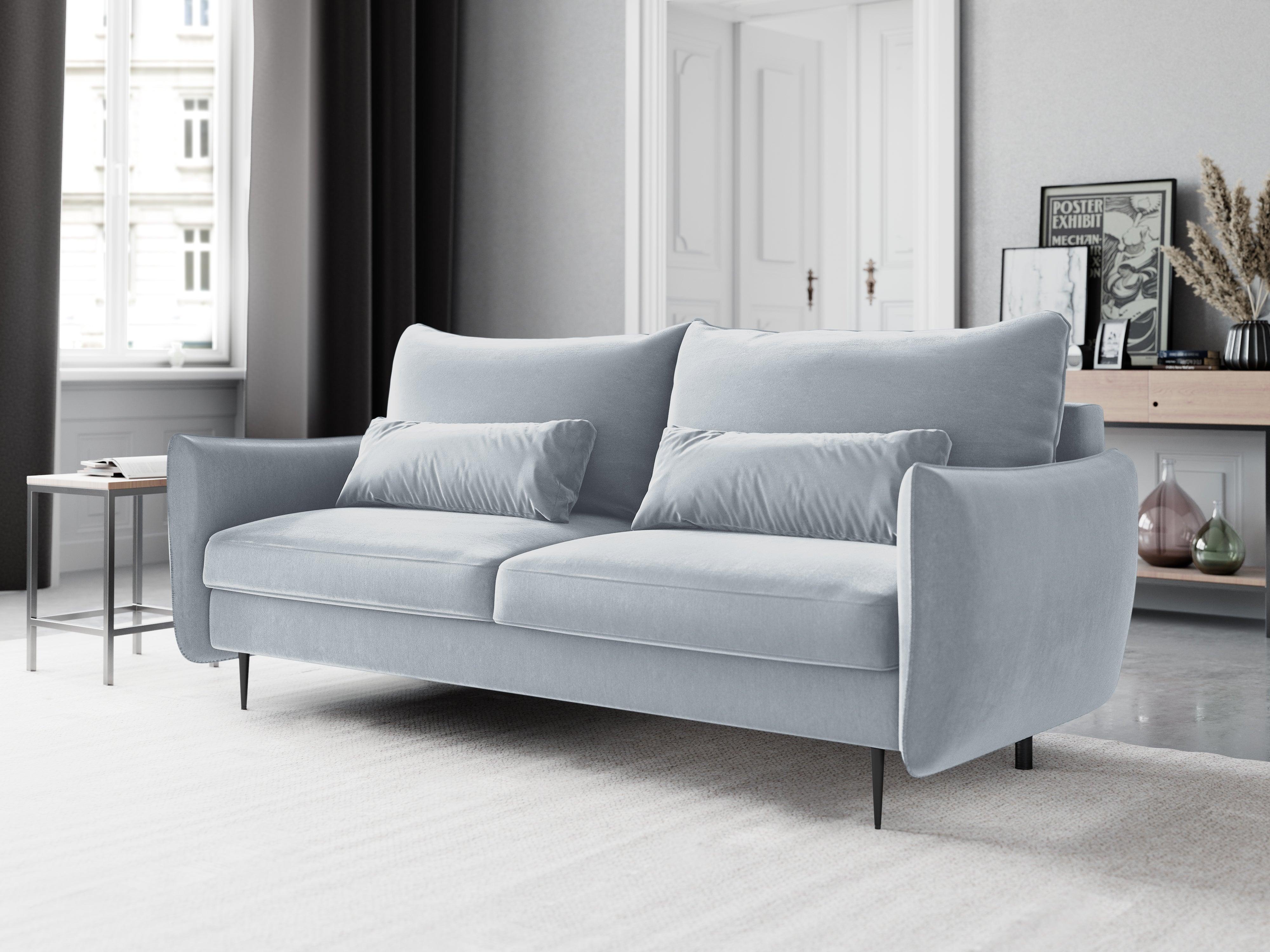 Sofa aksamitna z funkcją spania VERMONT jasnoniebieski Cosmopolitan Design Eye on Design