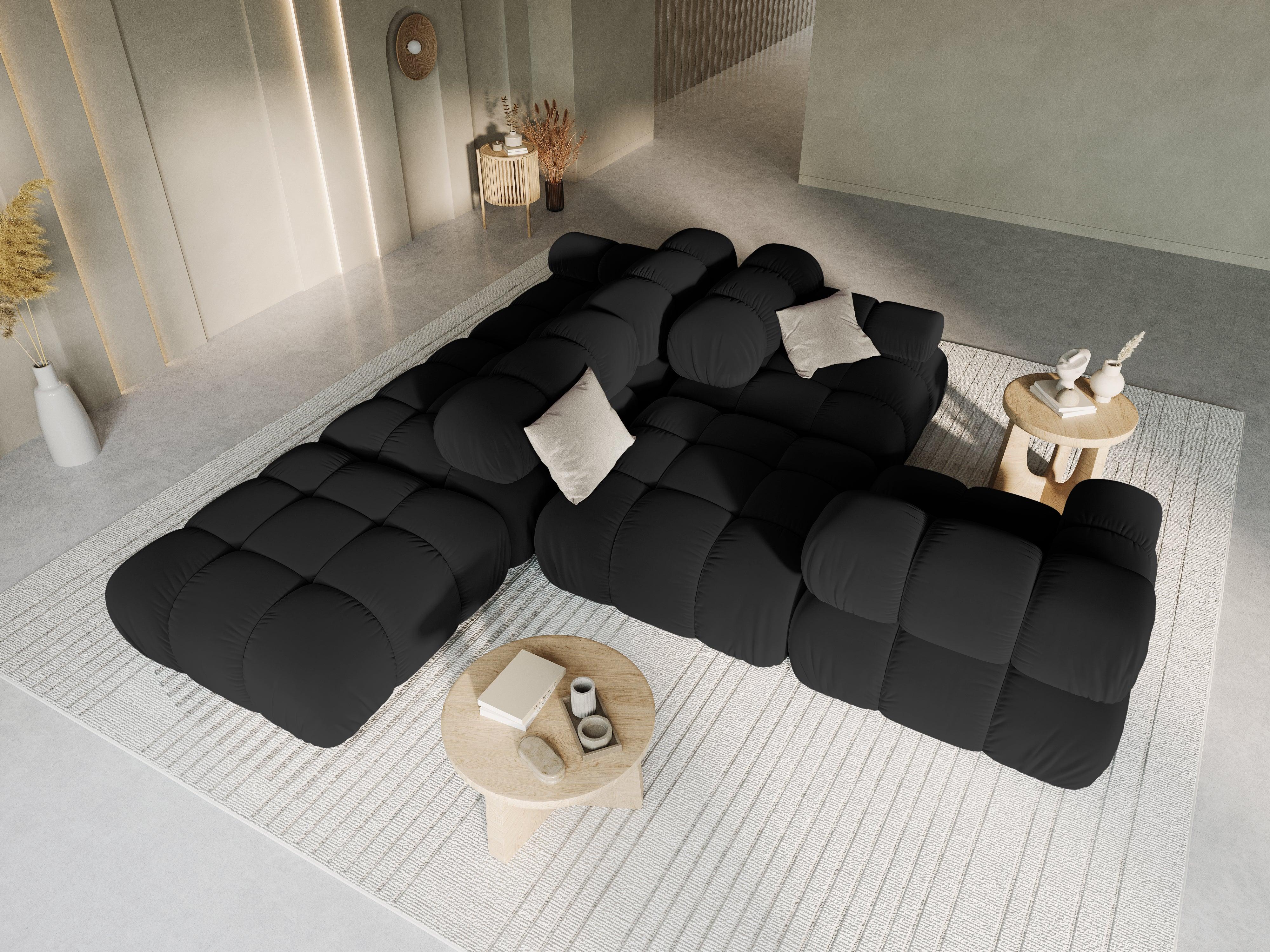 Sofa modułowa aksamitna lewostronna 4-osobowa TROPEA czarny Milo Casa Eye on Design